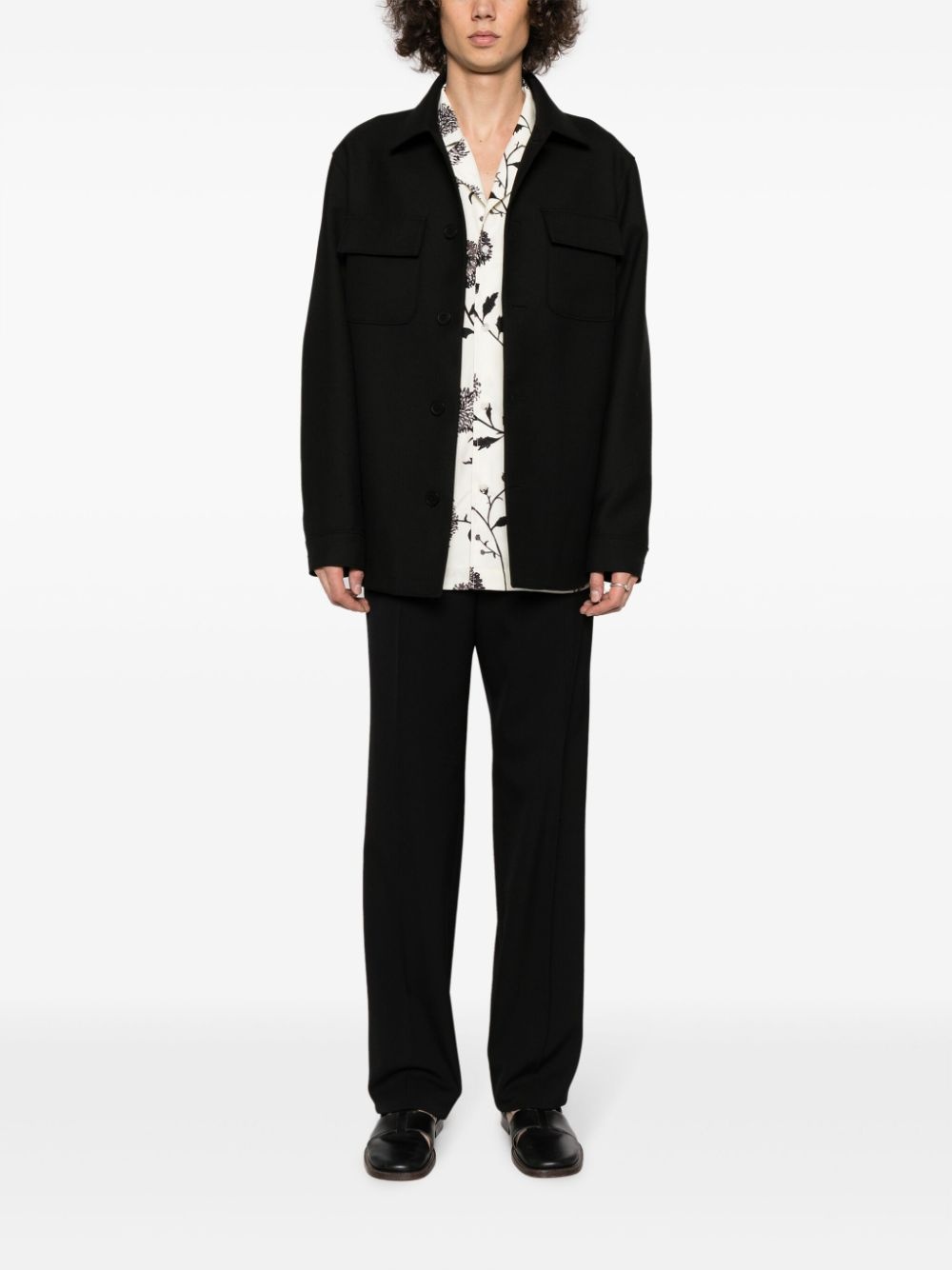 spread-collar cotton shirt jacket - 2