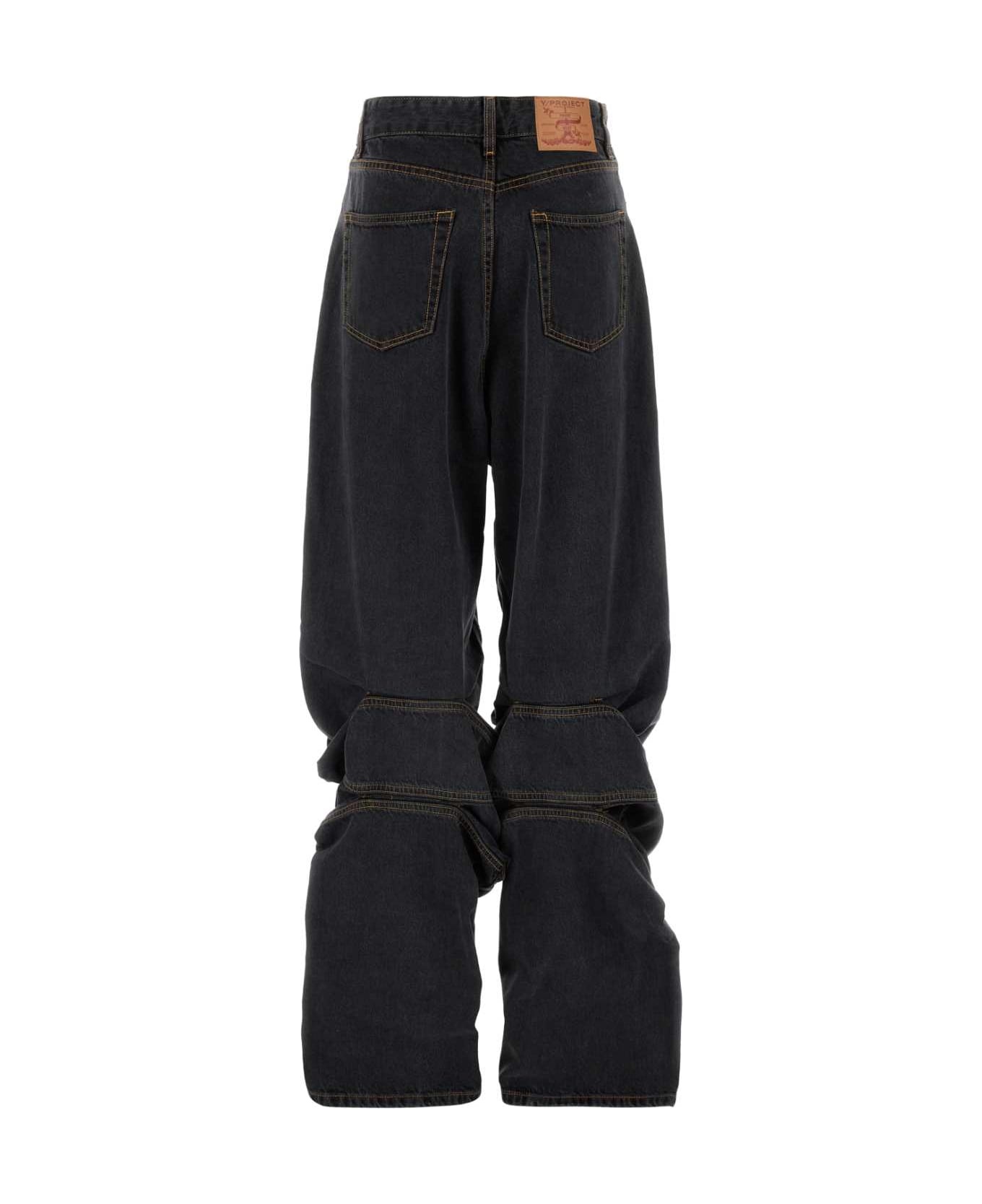 Black Denim Wide-leg Jeans - 2