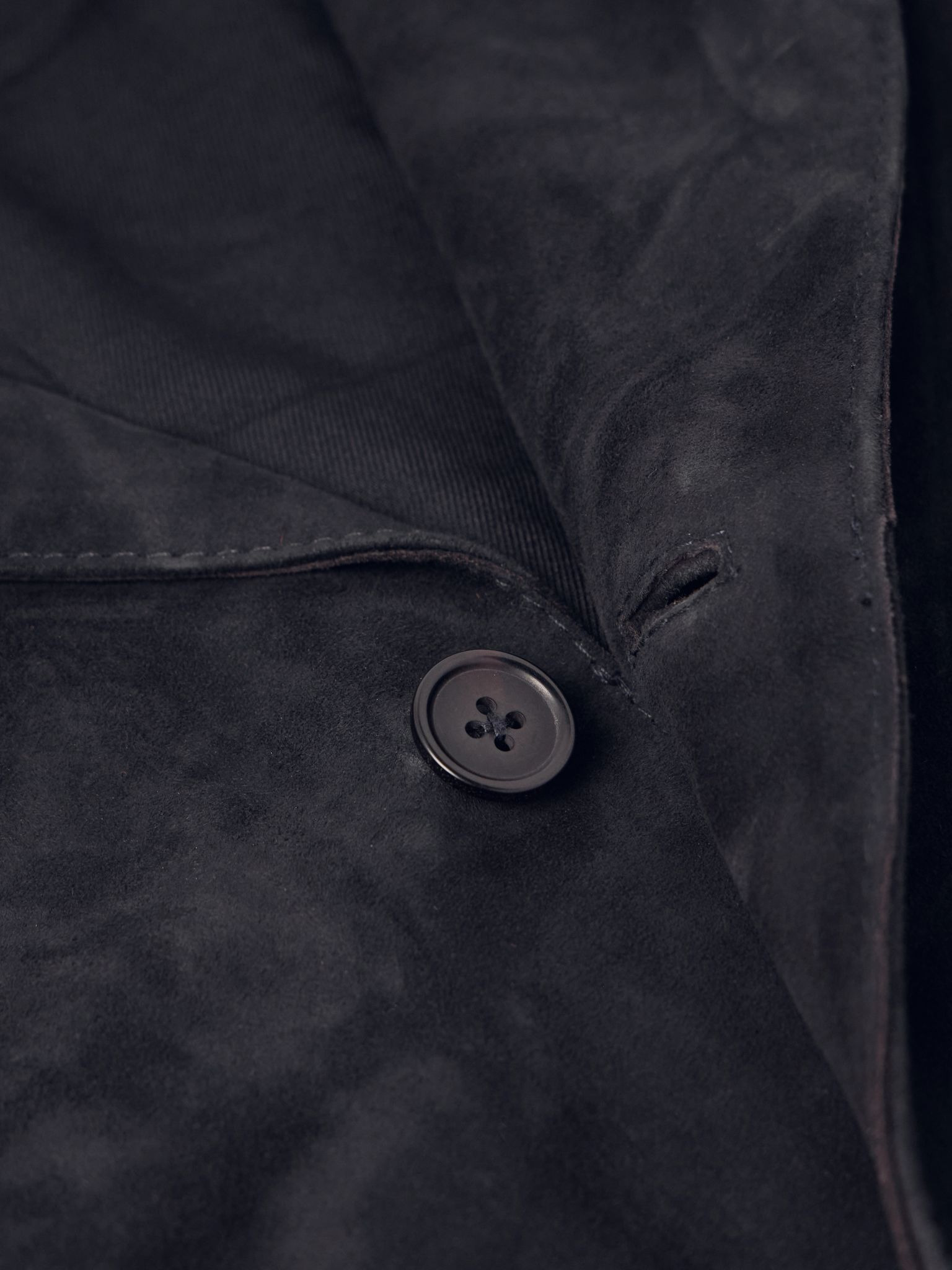 Julien Camp-Collar Suede Overshirt Navy - 5