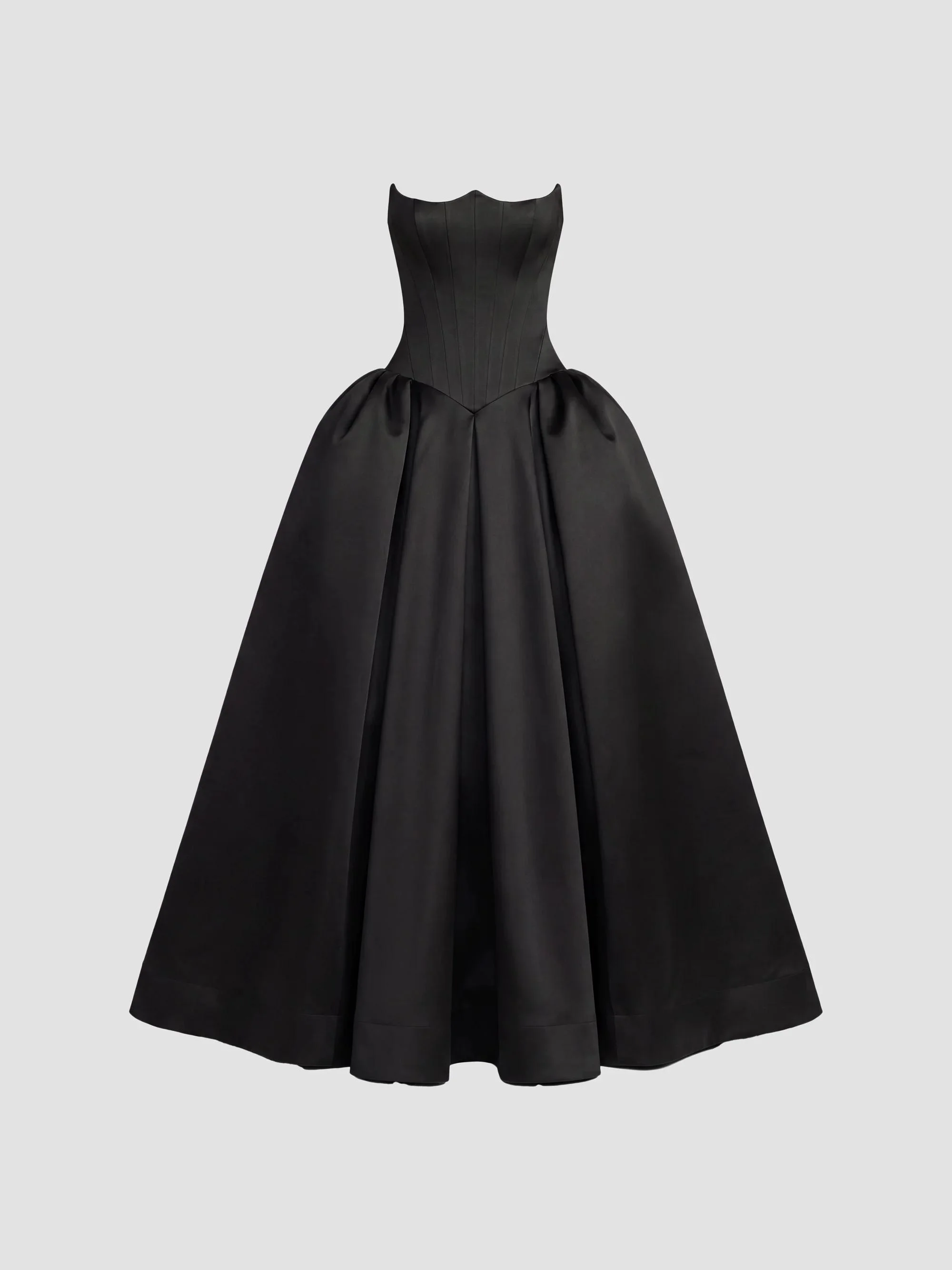 Women's Exaggerated-Hip Satin Strapless Gown - Black - 1