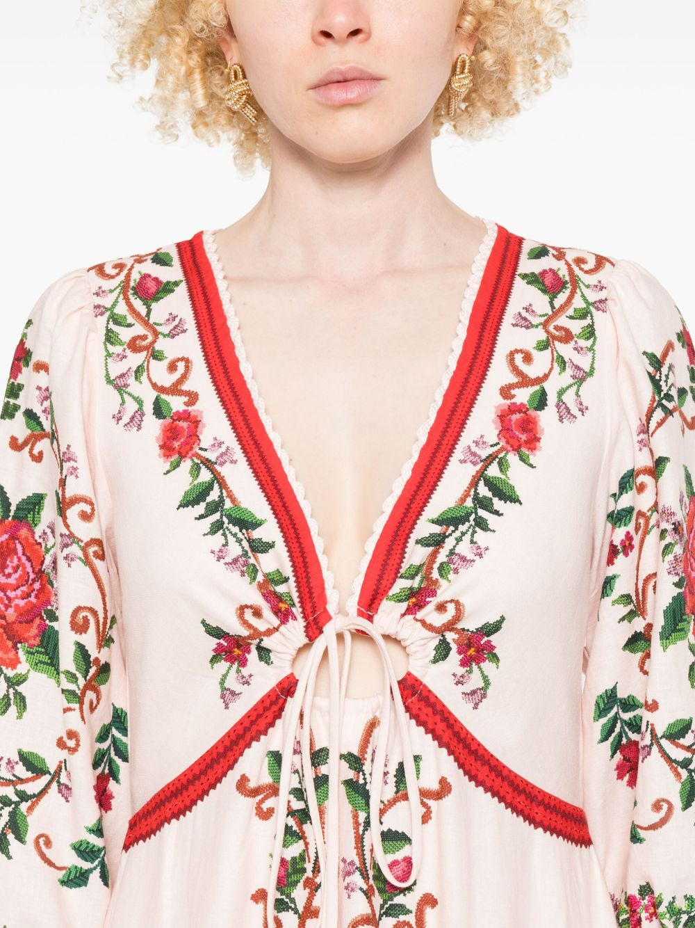 floral-jacquard maxi dress - 5