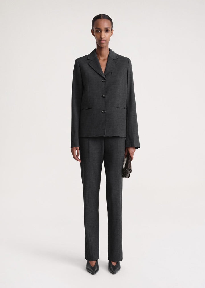 Petite crepe suit jacket charcoal mélange - 2