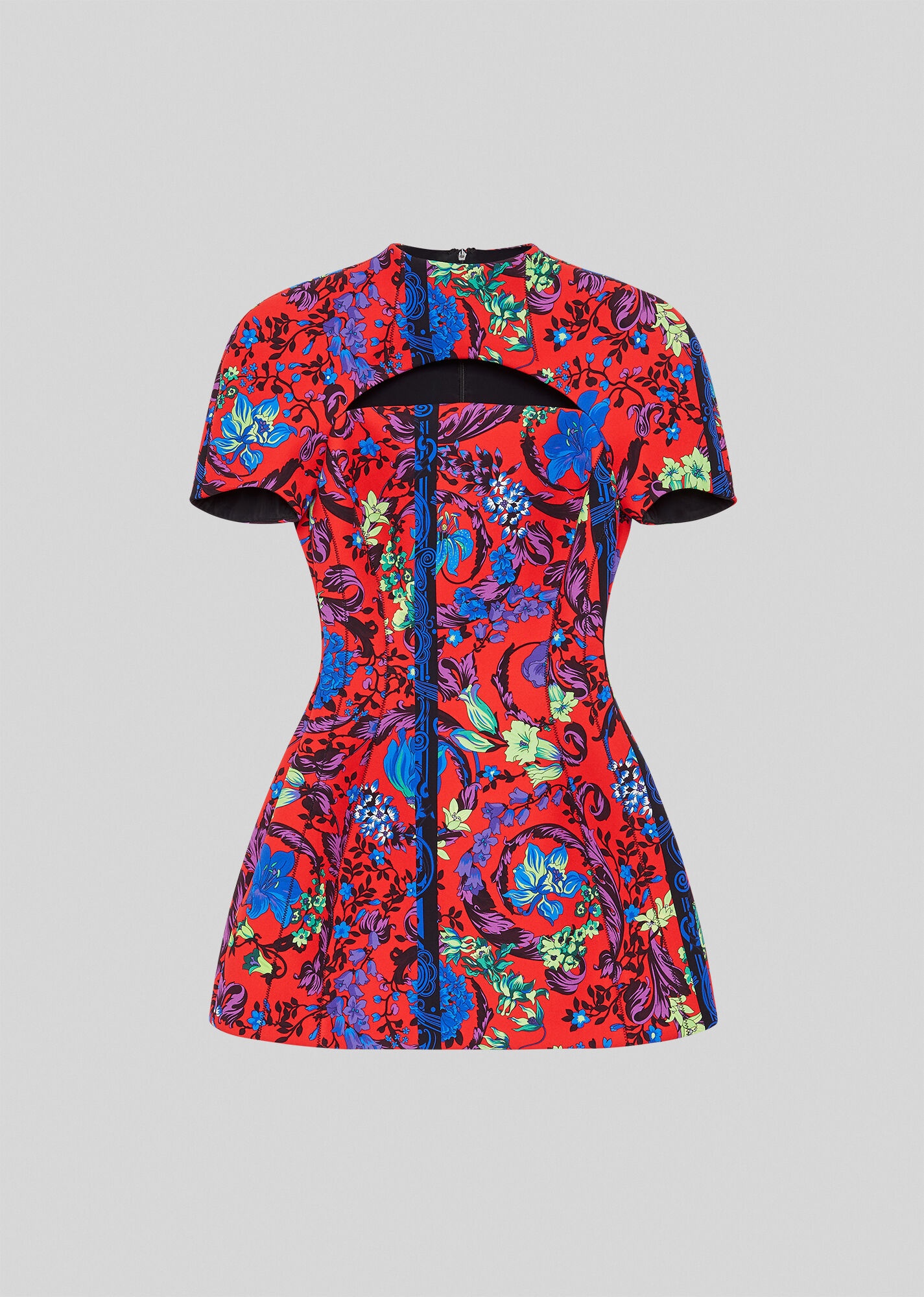 Barocco Garden Print Dress With Slash - 1