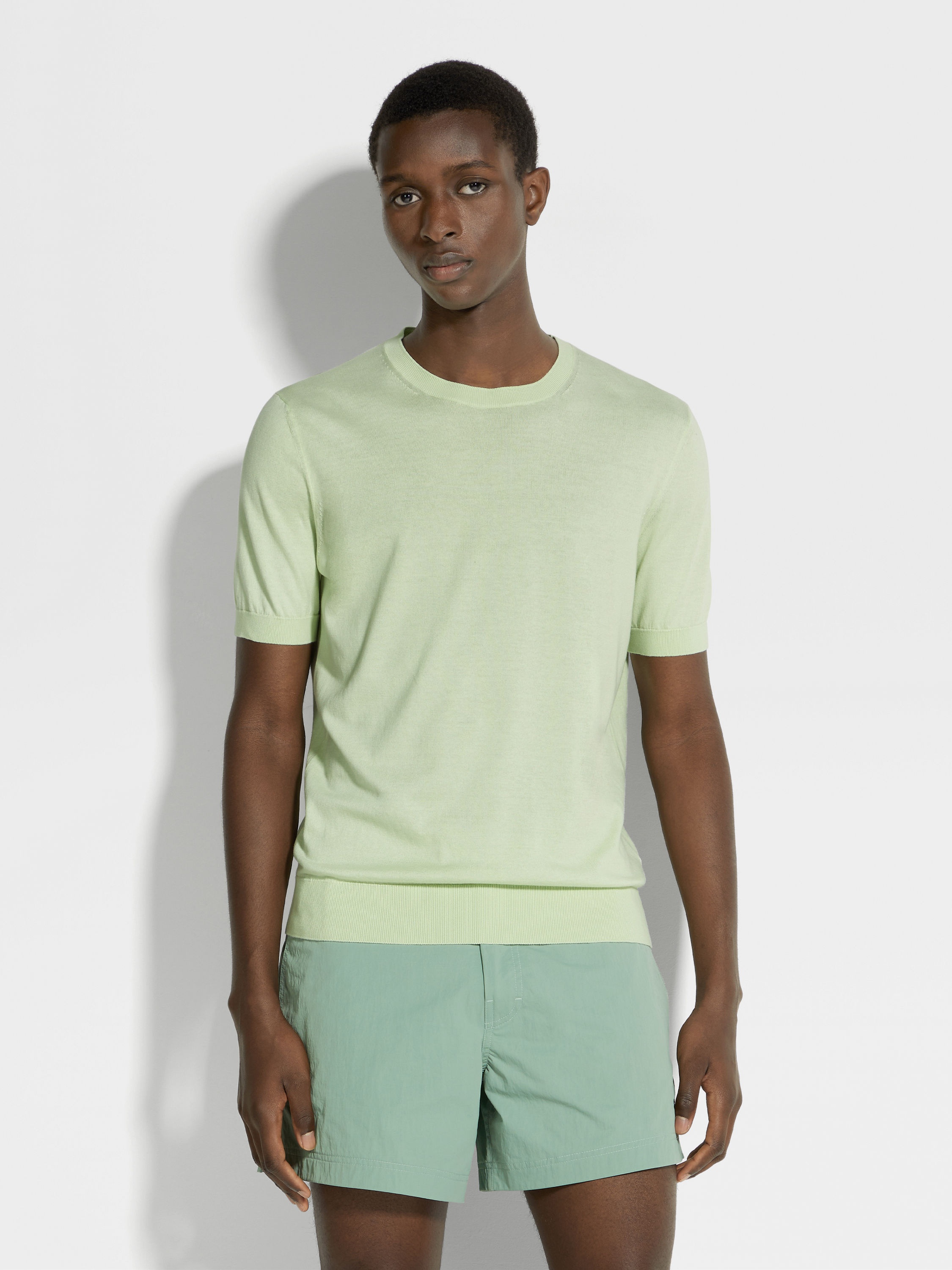 LIGHT AQUA GREEN PREMIUM COTTON T-SHIRT - 4