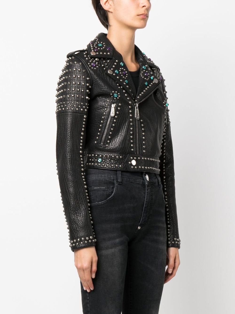 studded leather biker jacket - 4