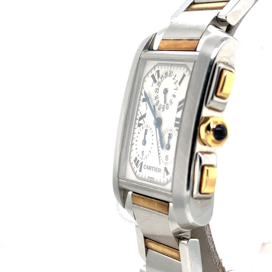 Pre-owned Cartier Tank Francaise Chronograph Quartz Silver Dial Men's Watch W51004Q4 - 4