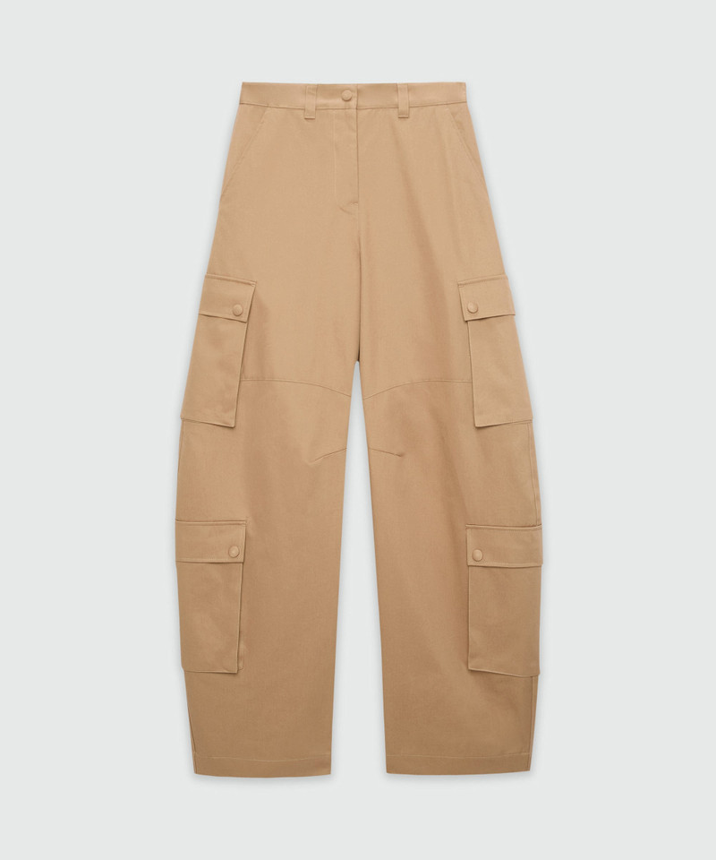 Beige cotton drill cargo trousers 1