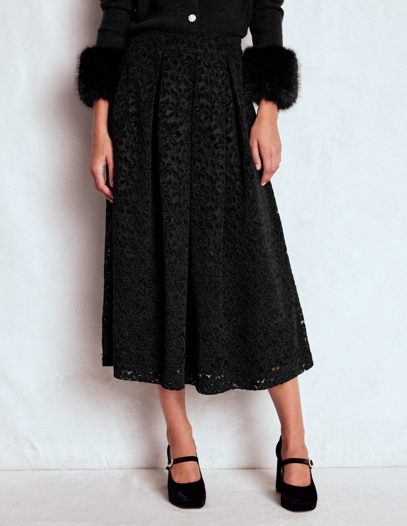 Verity Lace Midi Skirt-Black Lace 6