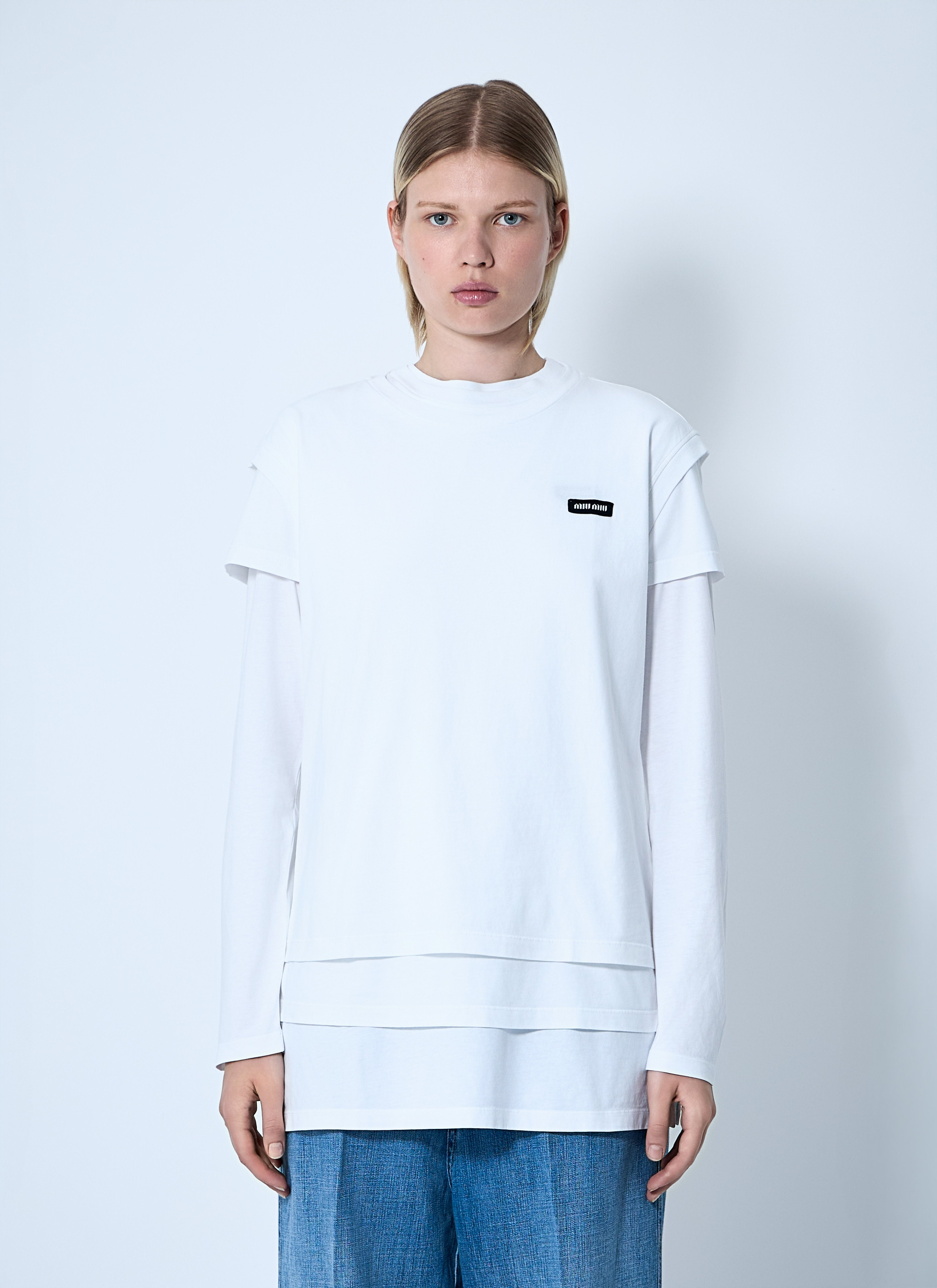 Miu Miu Women Set Of Three Logo Motif T-Shirts - 7