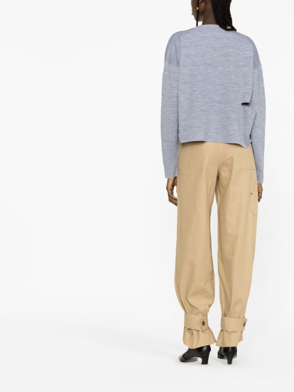 cut-out-detailing cropped jumper - 3