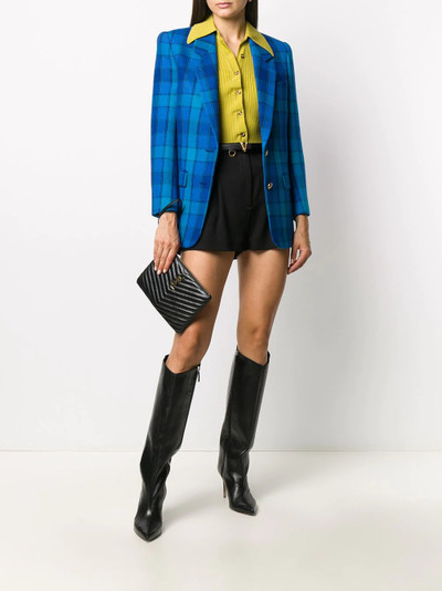 SAINT LAURENT check-pattern single-breasted blazer outlook