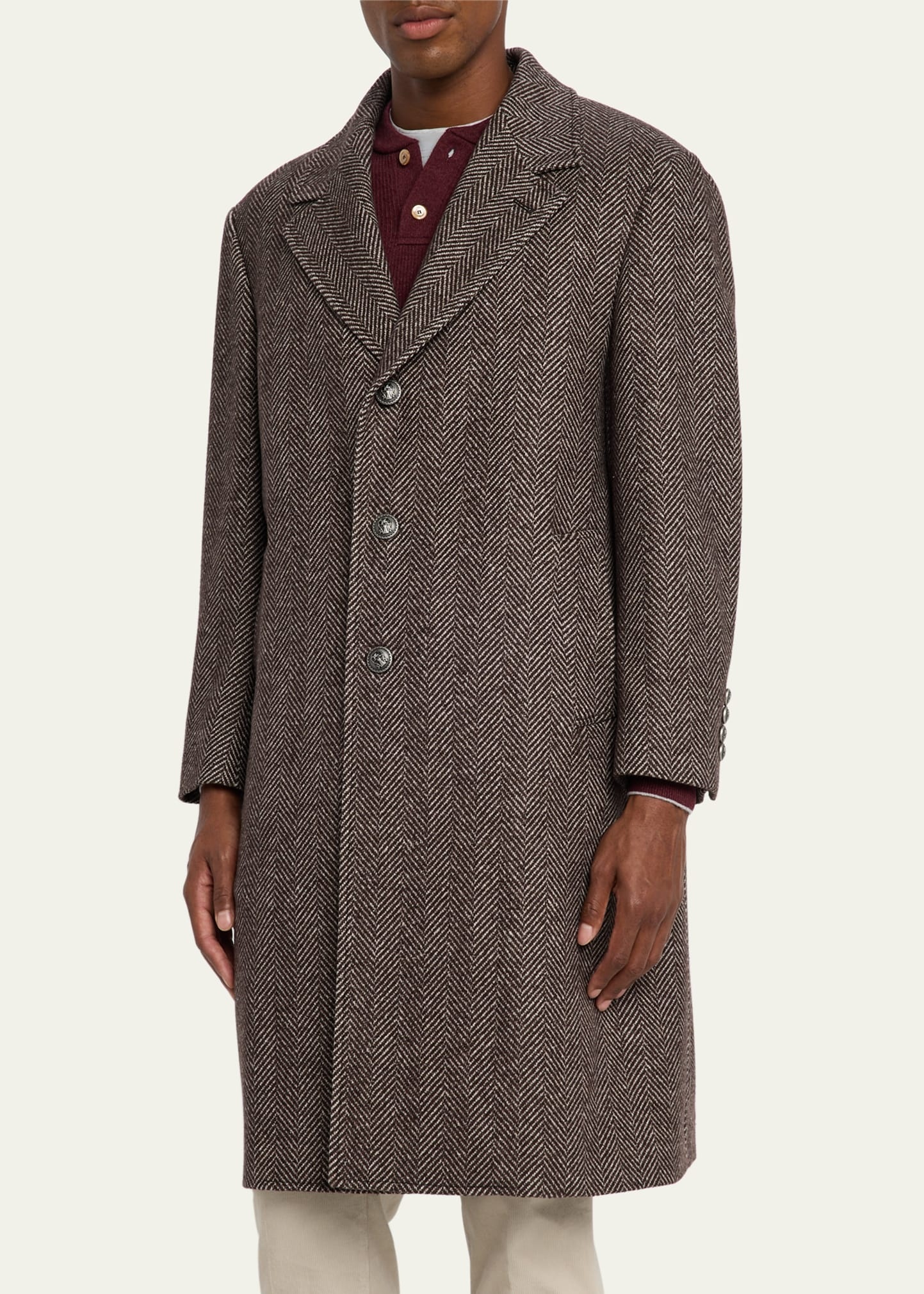 Men's Chevron Raglan-Sleeve Overcoat - 4