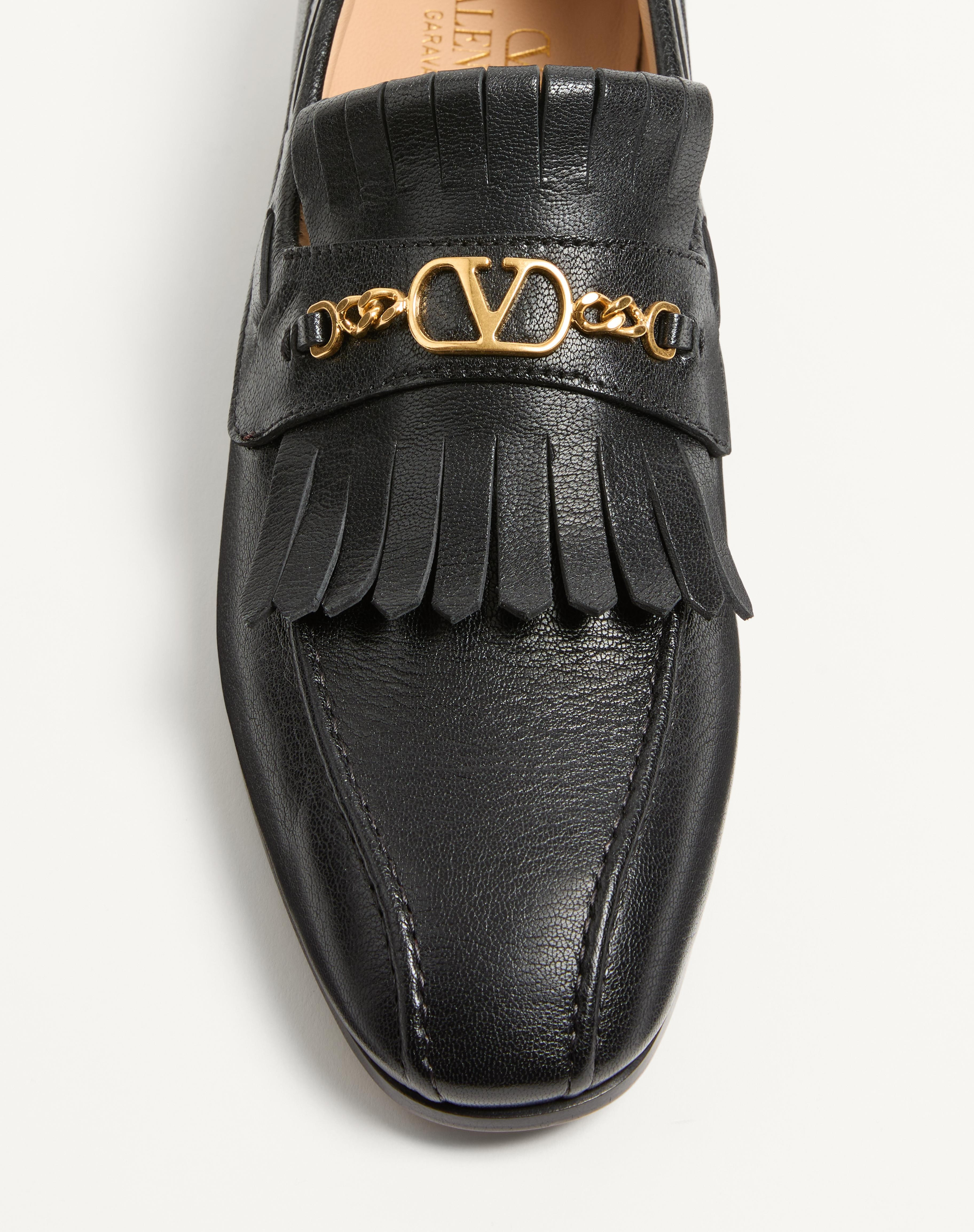 VLOGO SIGNATURE KIDSKIN LOAFER WITH FRINGES - 6