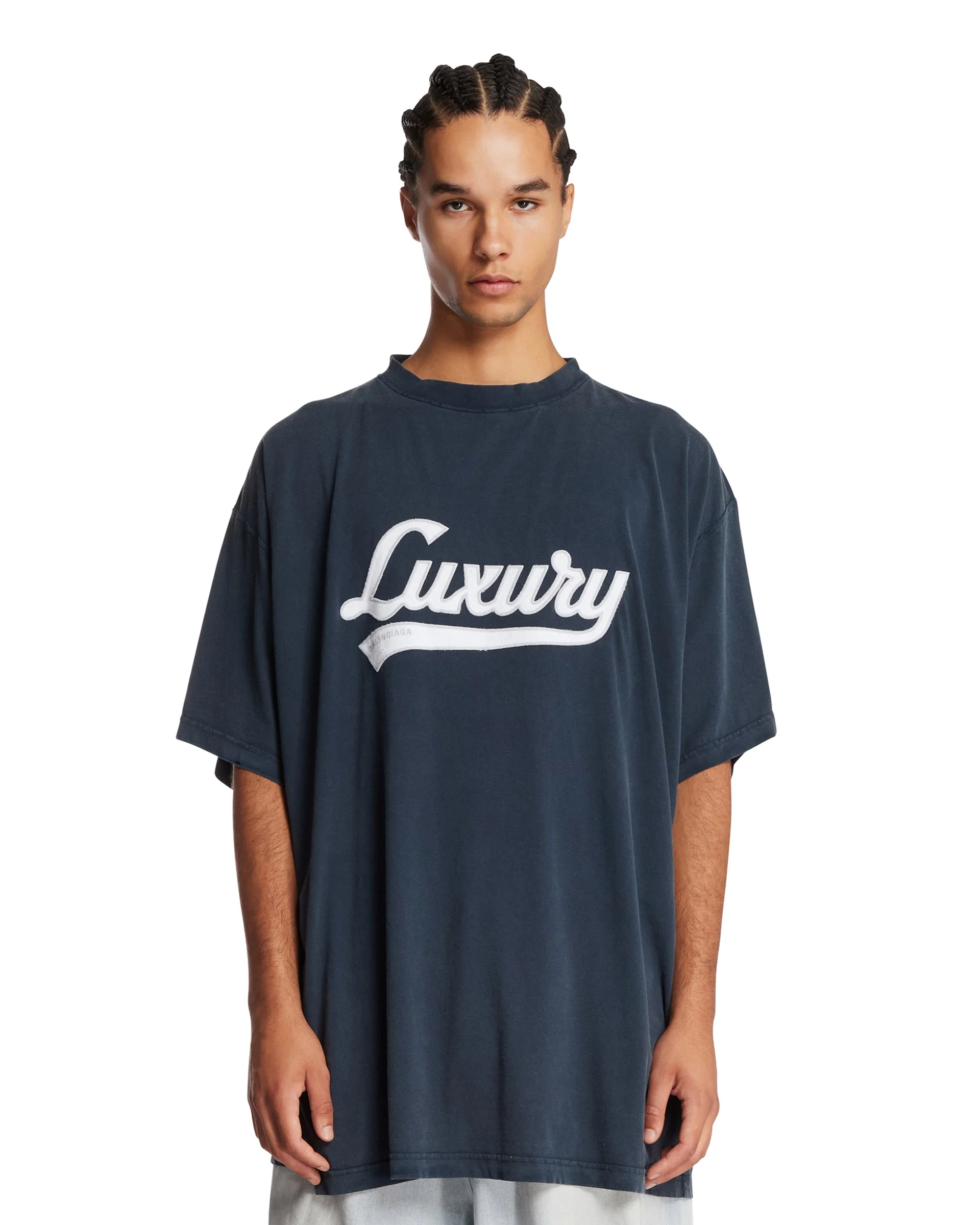 Blue Luxury Script Oversized T-Shirt - 1