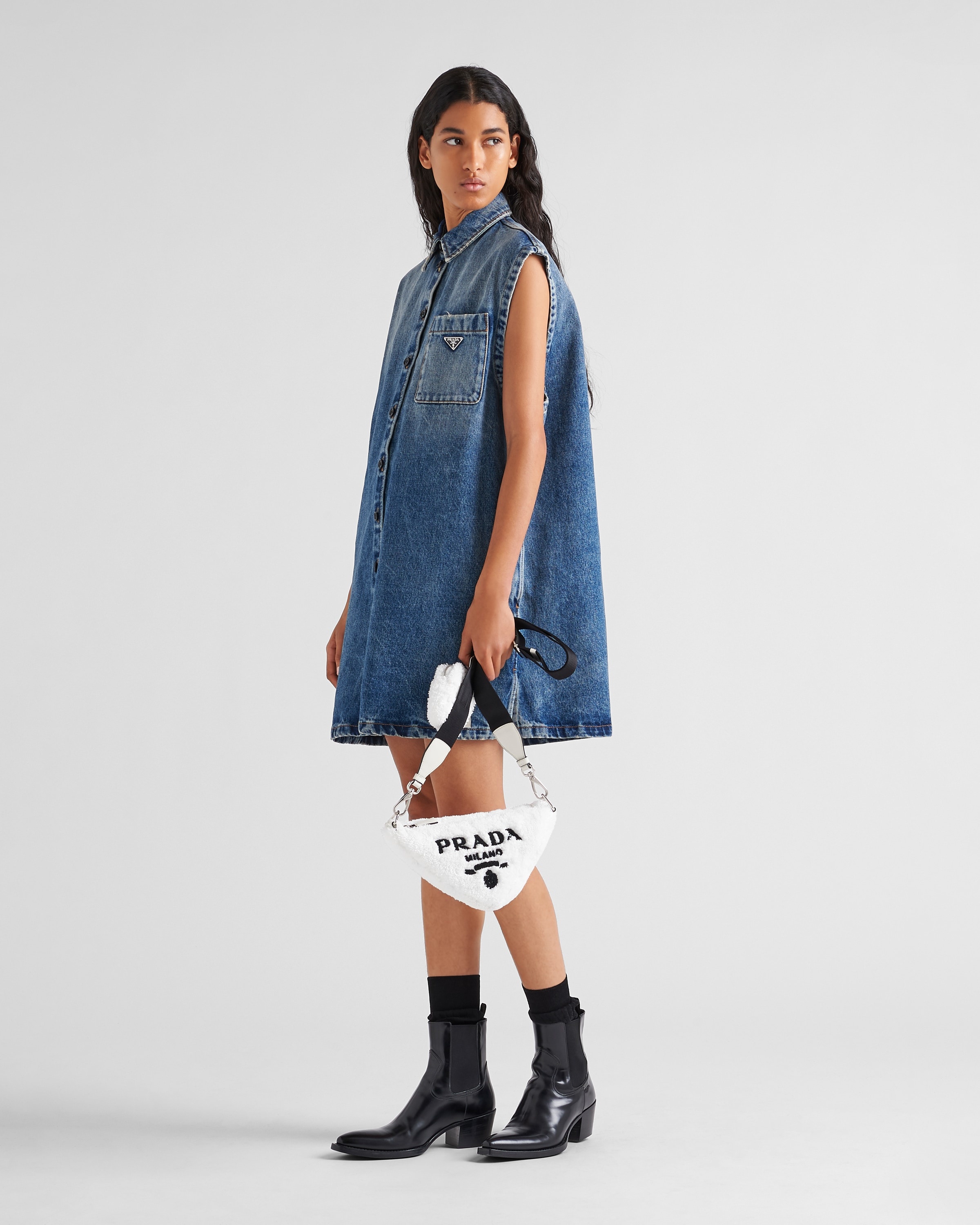 Prada Triangle terrycloth shoulder bag - 2