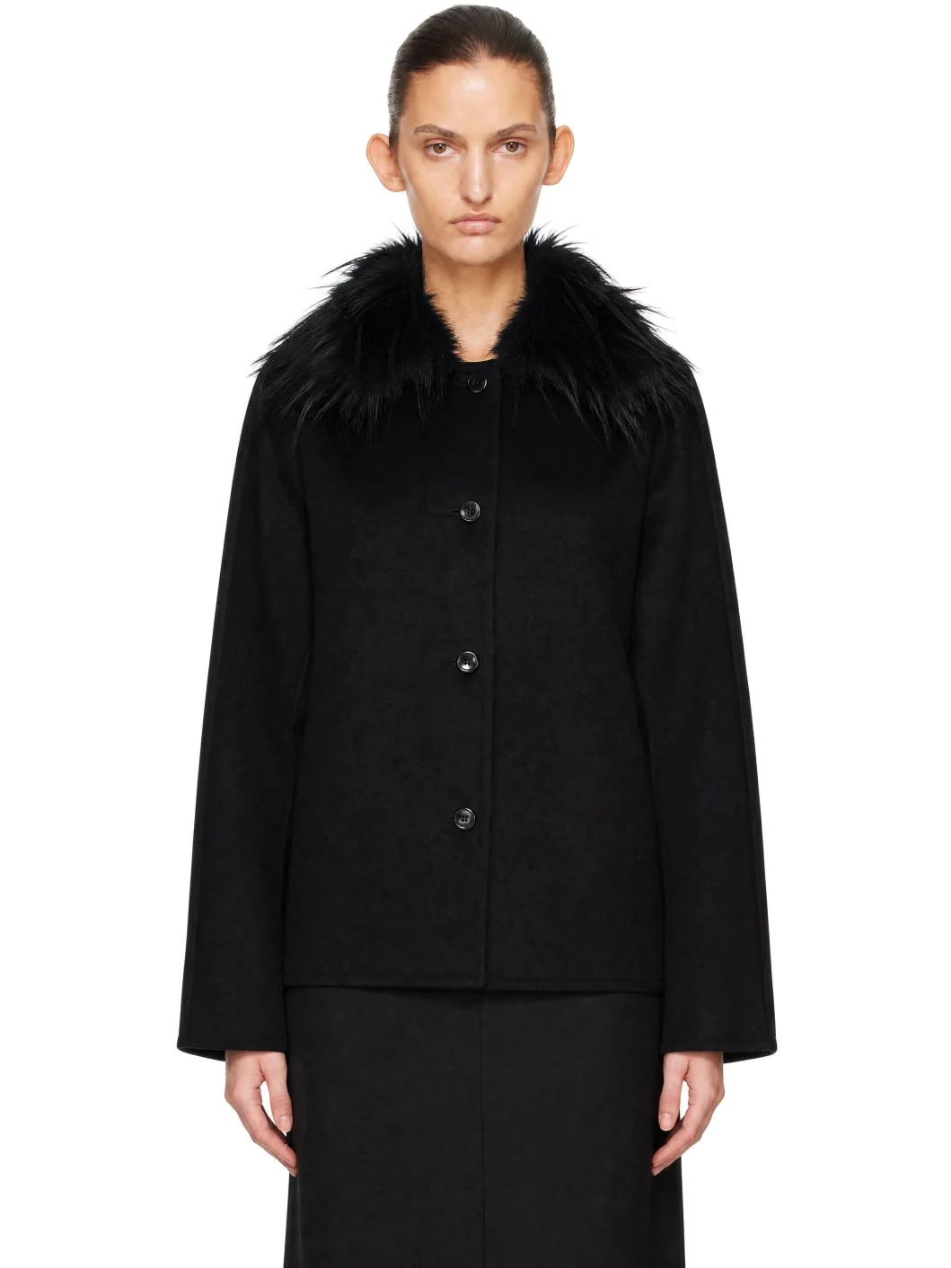 Black Rafe Detachable Faux-Fur Collar Jacket - 1