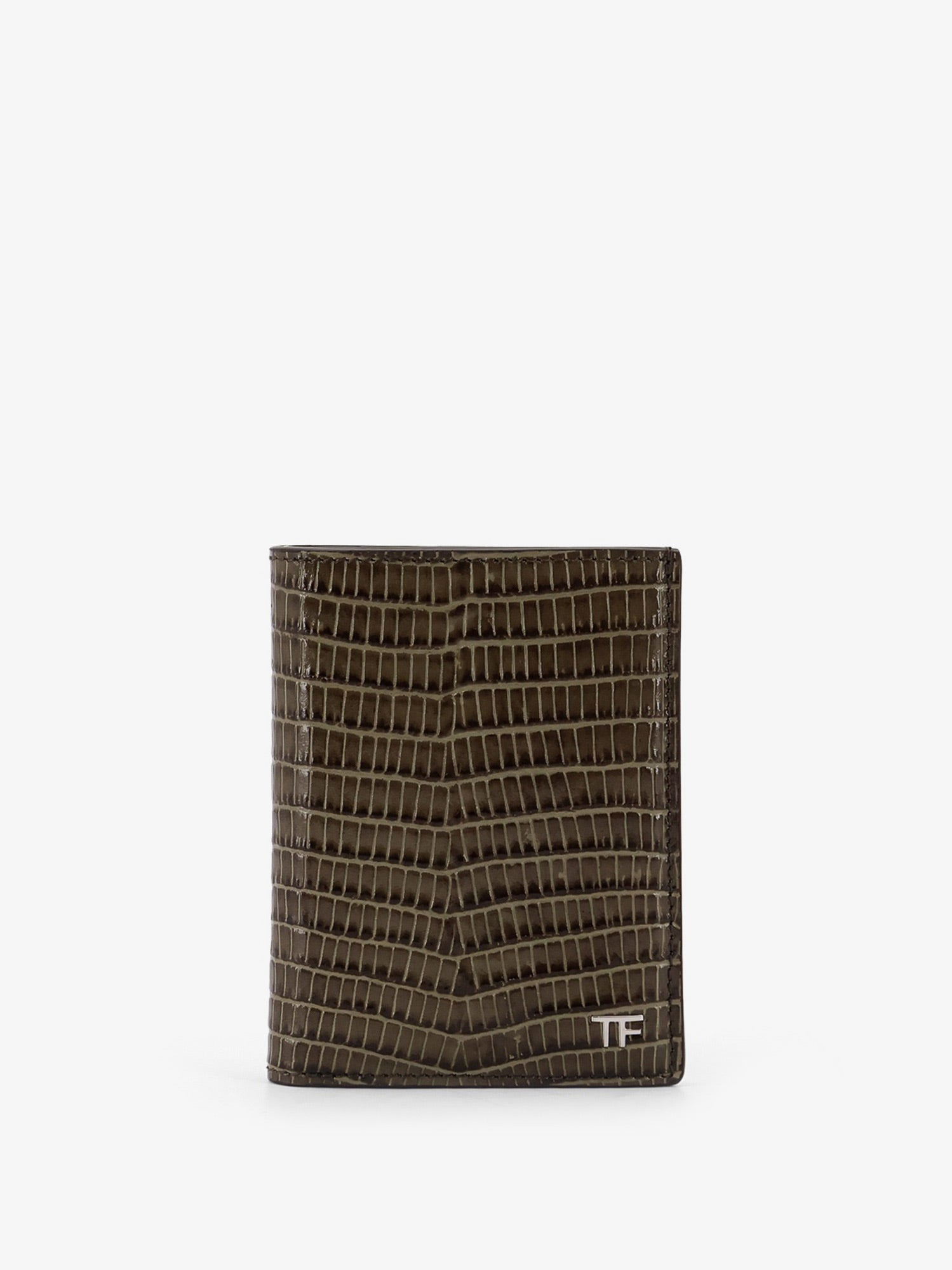 Tom Ford Men Leather Cardholder With Croco Effect - 1
