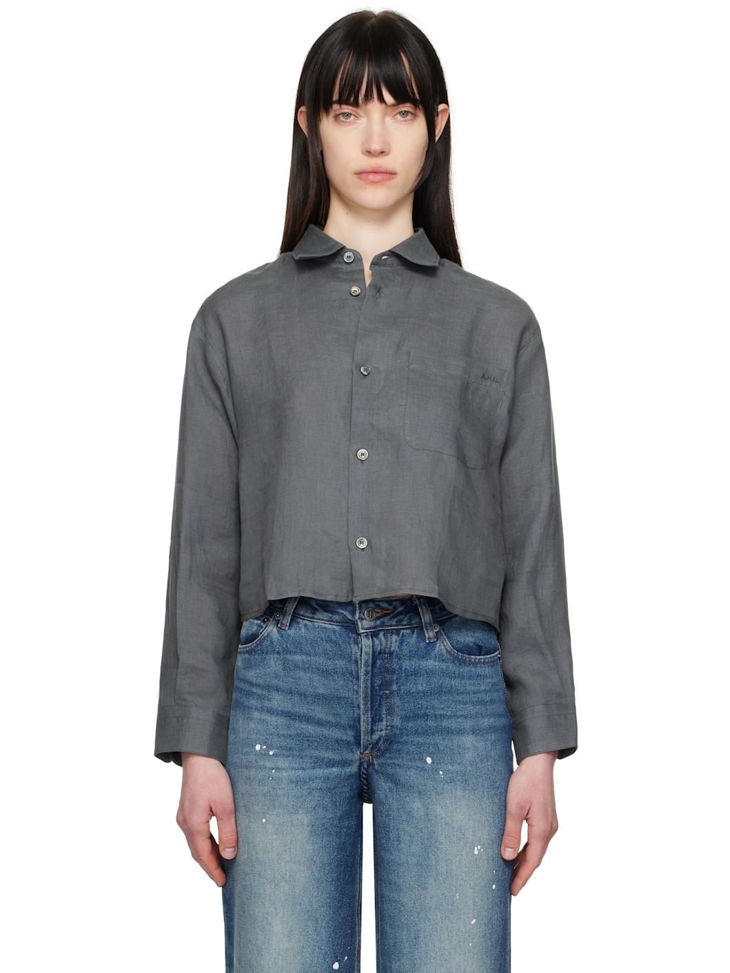 A. P.C. Gray Sophie Logo Shirt - 1