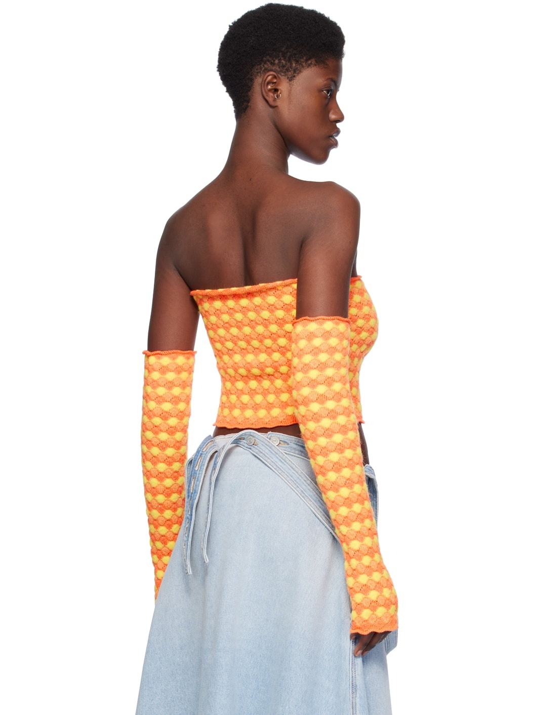 Orange Jacquard Tank Top - 3