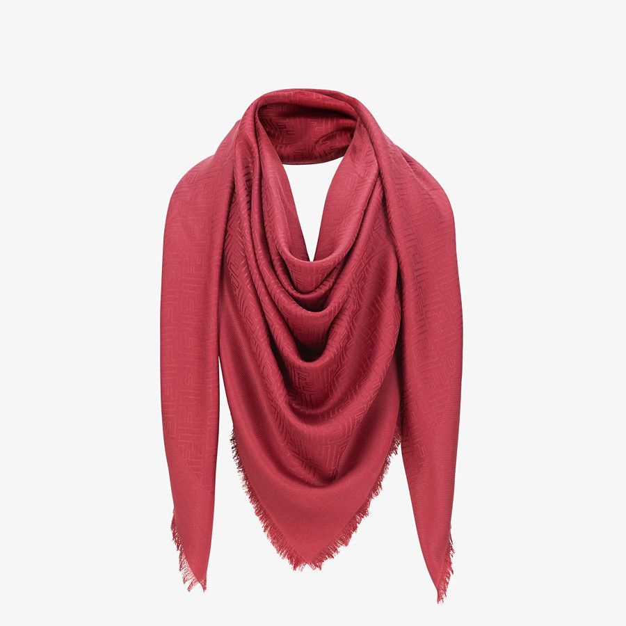 Red silk and wool shawl - 2