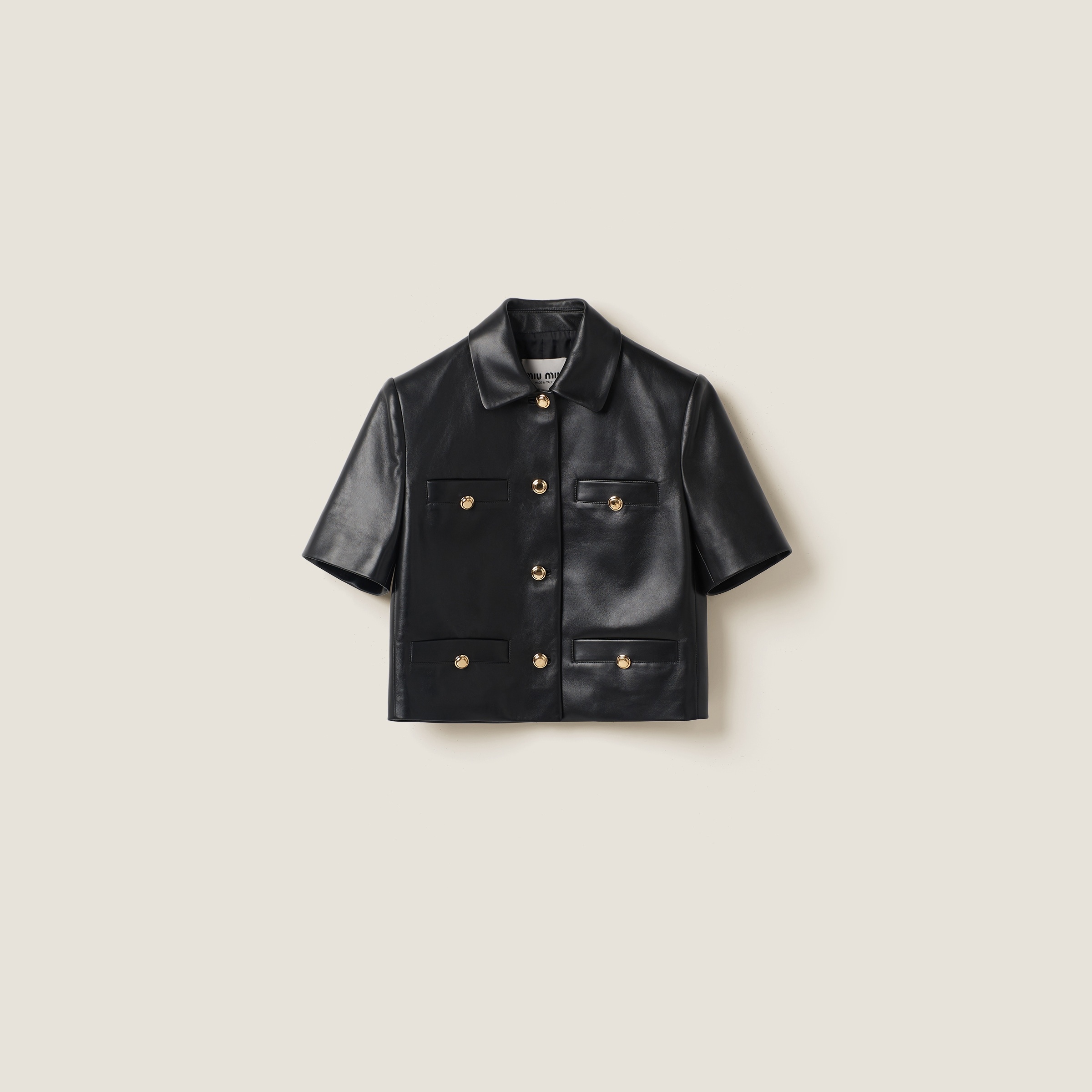 Short-sleeved nappa leather jacket - 1