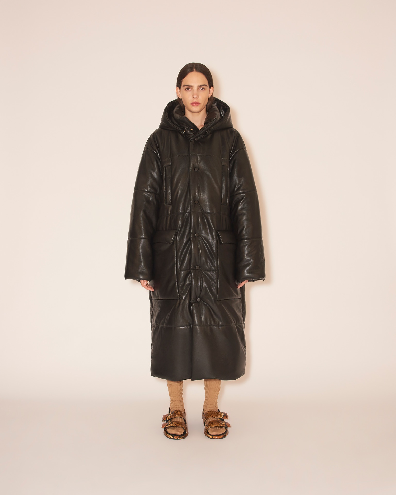 RADI - OKOBOR™ alt-leather padded coat - Black - 1