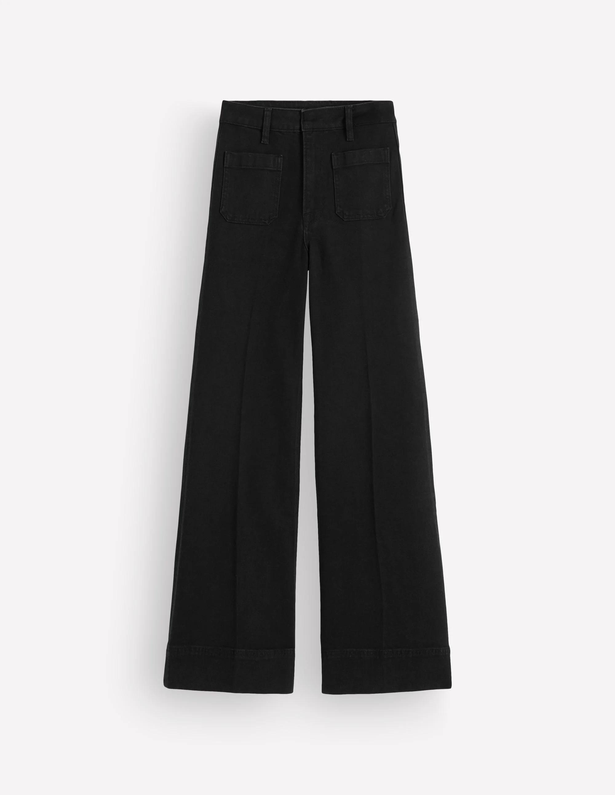 Patch Pocket Flare Jeans-Black - 1