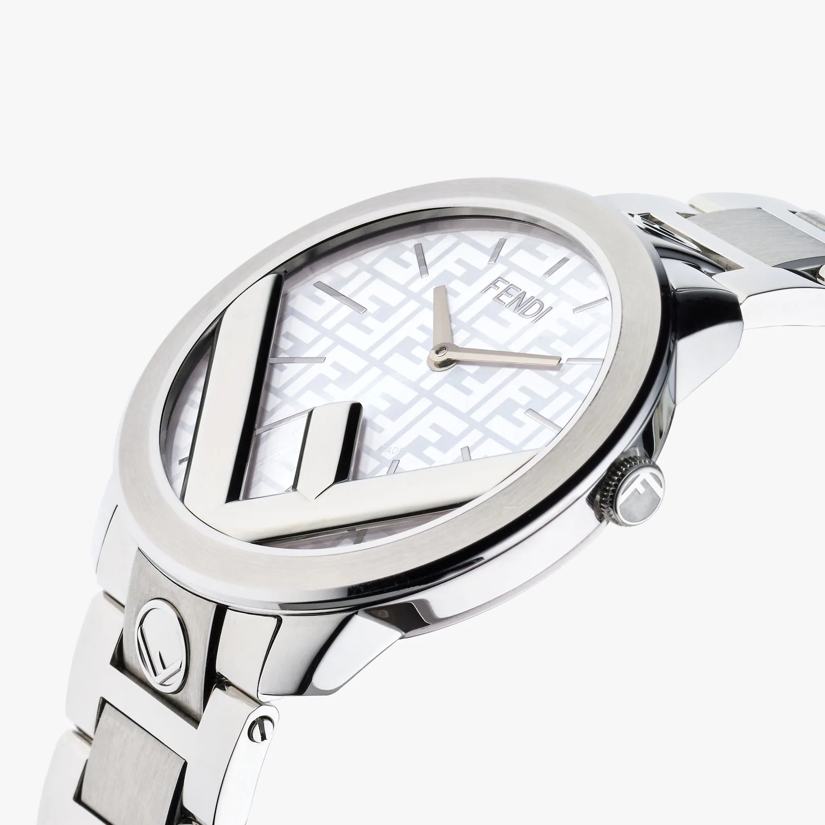 41 mm glossy and satin-finish silver stainless steel round case, with glossy silver stainless steel  - 2
