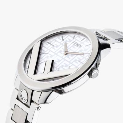 FENDI 41 mm glossy and satin-finish silver stainless steel round case, with glossy silver stainless steel  outlook