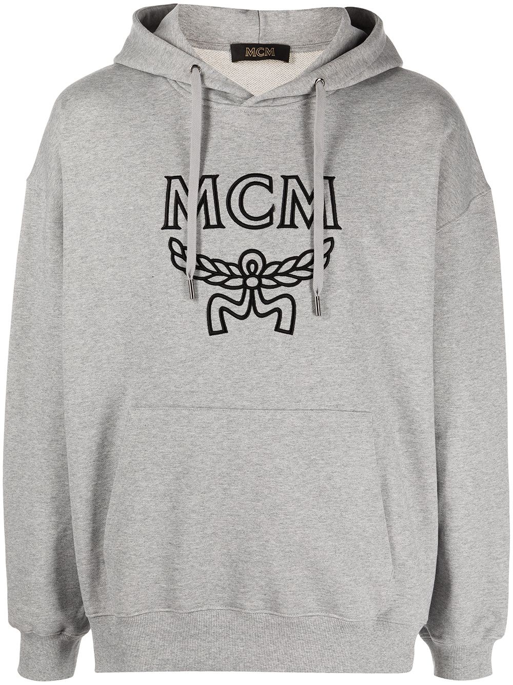 logo print drawstring hoodie - 1