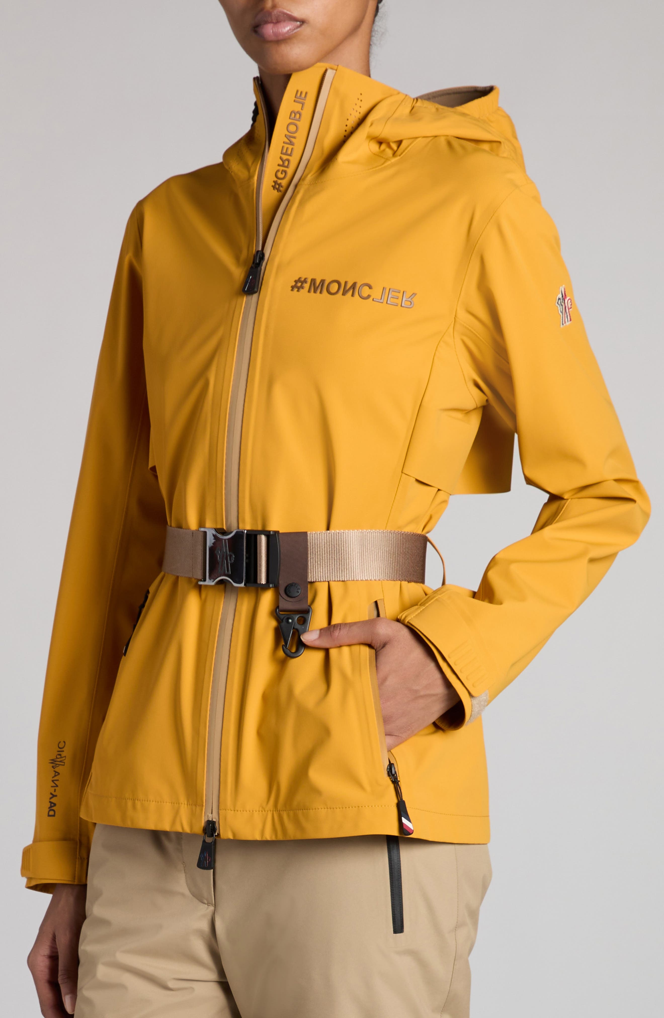 Moncler Grenoble Fex Water Repellent Hooded Jacket in Mustard at Nordstrom - 5