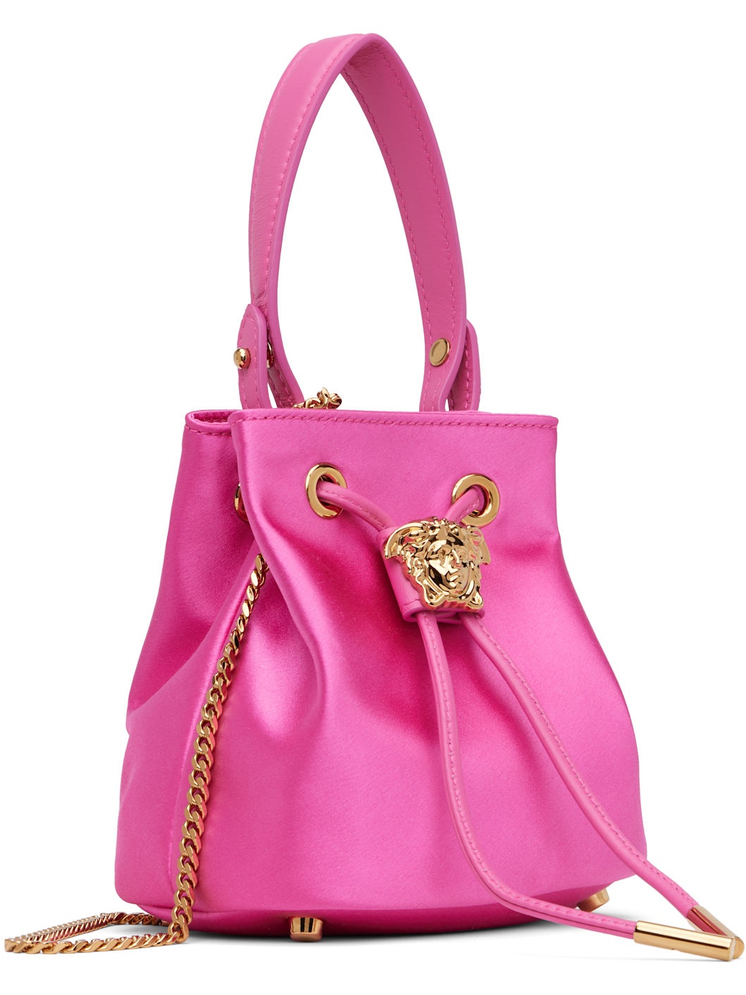 Pink 'La Medusa' Satin Mini Bucket Bag - 2