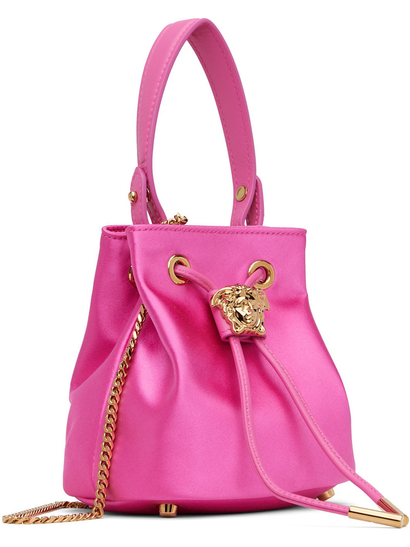 VERSACE Pink 'La Medusa' Satin Mini Bucket Bag outlook