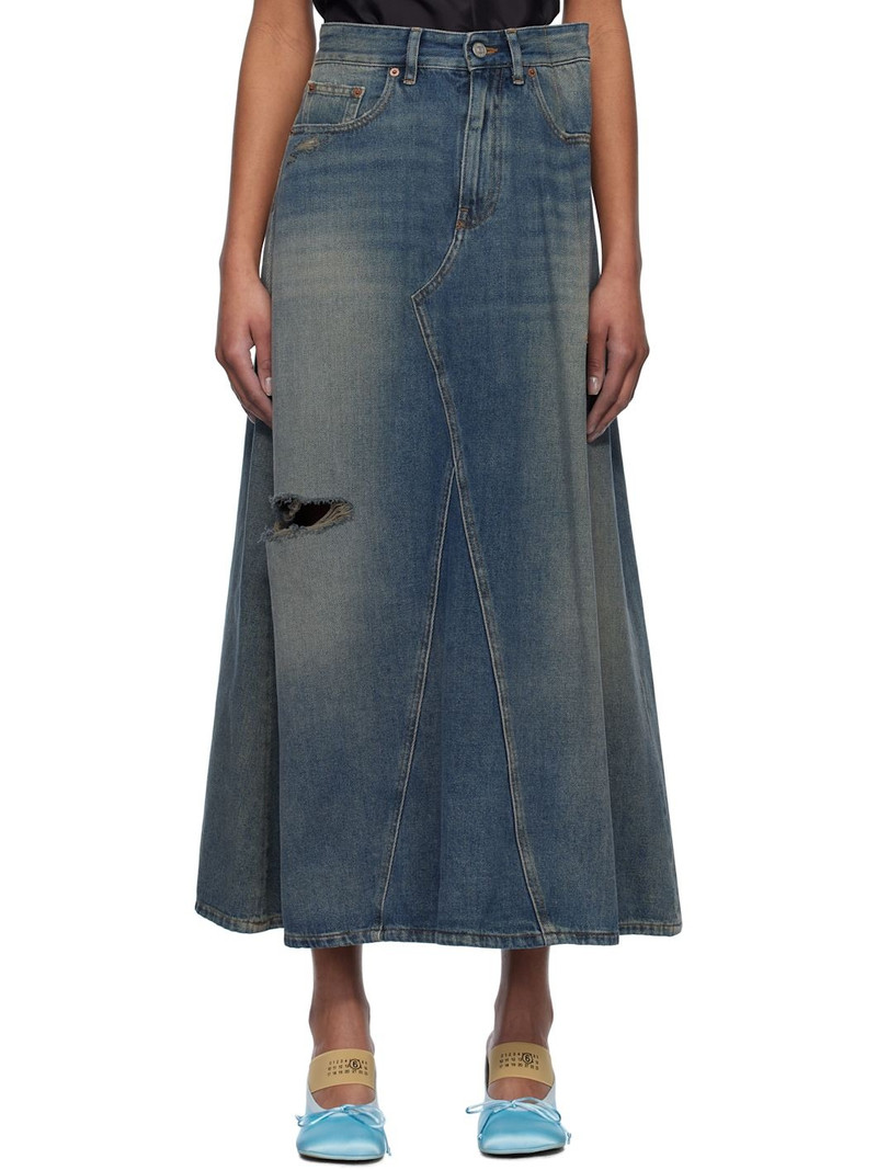 Blue Darting Denim Midi Skirt 1