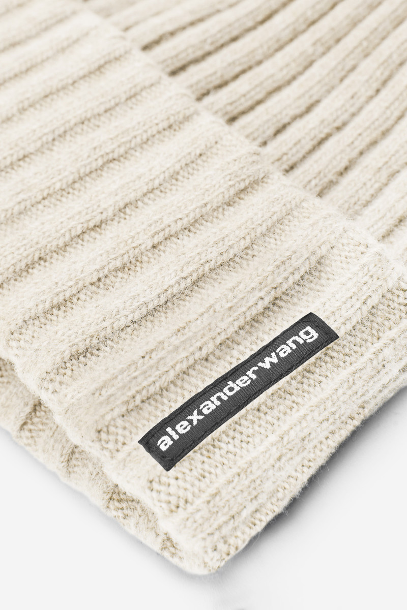 Alexander Wang Ribbed Beanie with Logo Flag Tag outlook