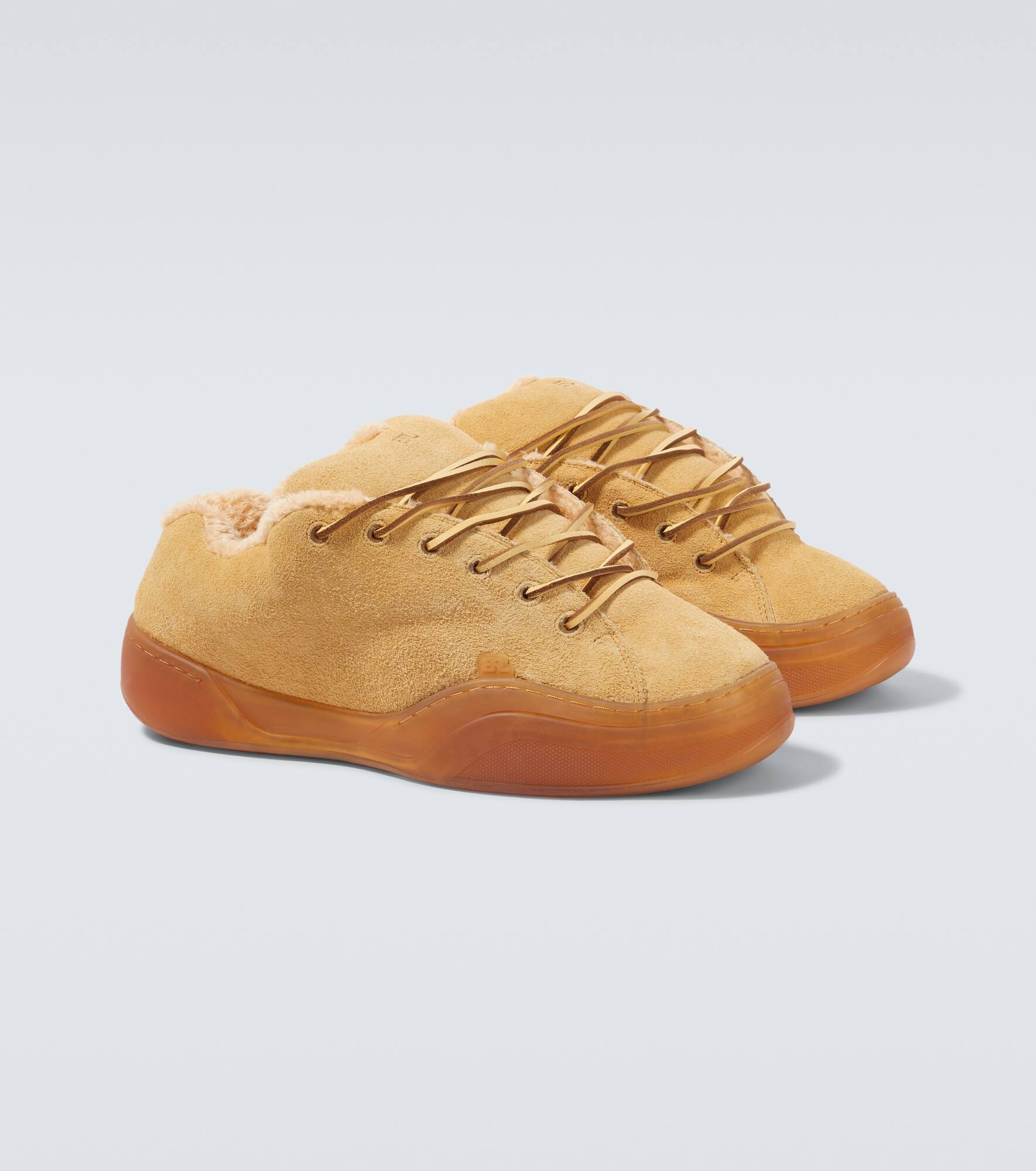 Sand Vamp shearling-lined suede sneakers - 5