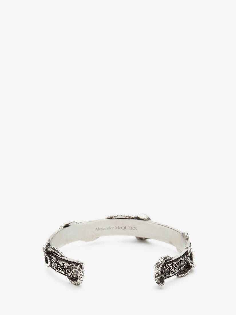 Skull And Snake Bracelet in Antique Silver - 2