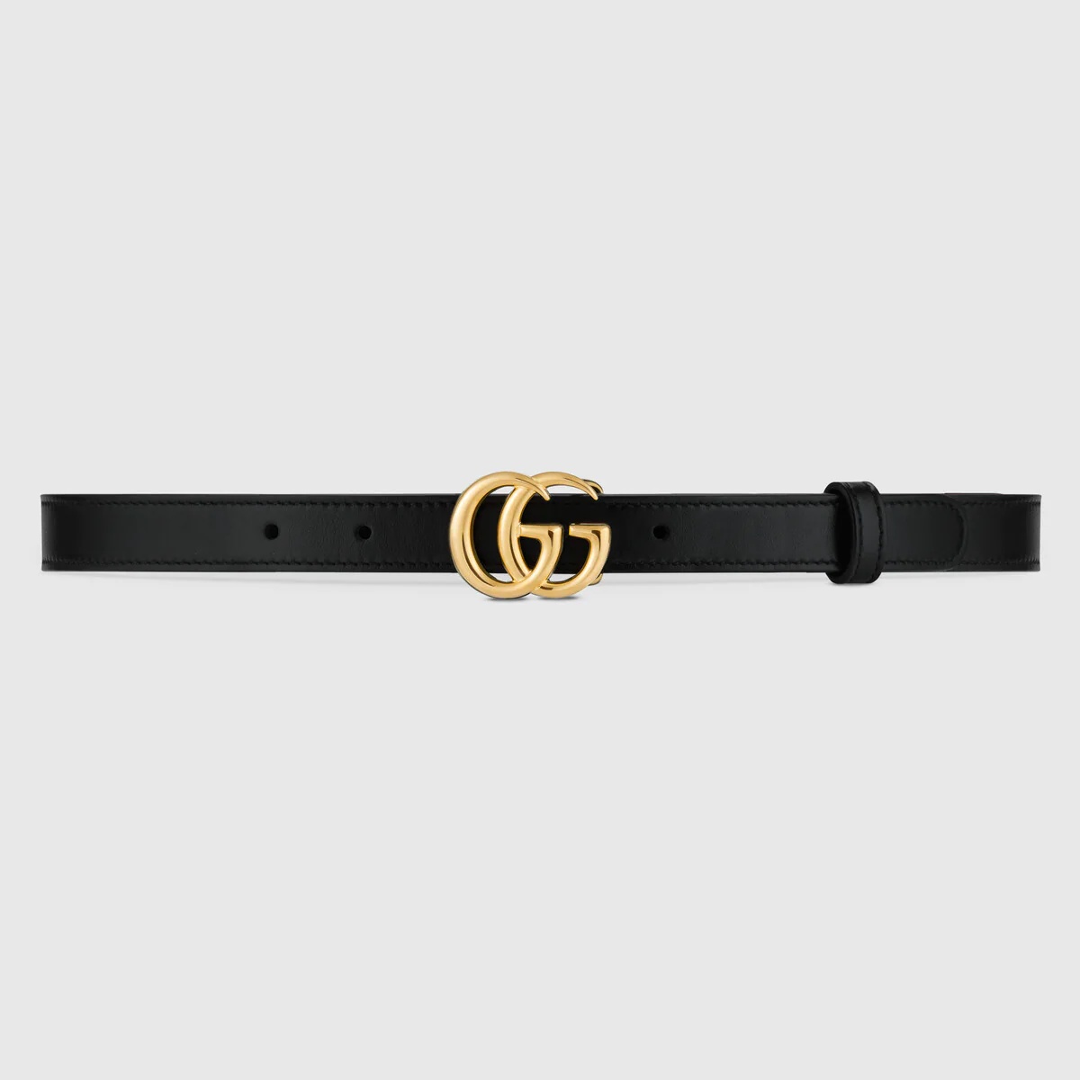 GG Marmont thin leather belt with shiny buckle - 1