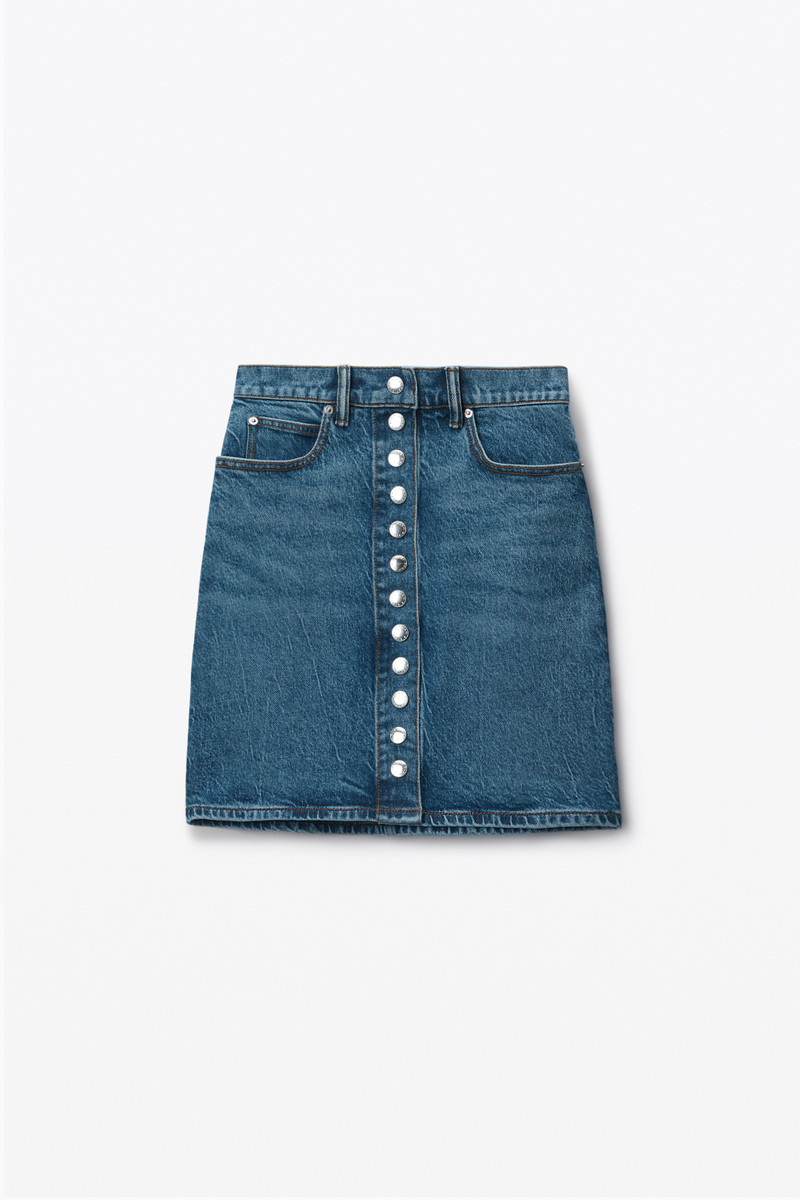 high-waist miniskirt 에 안락 stretch denim 1