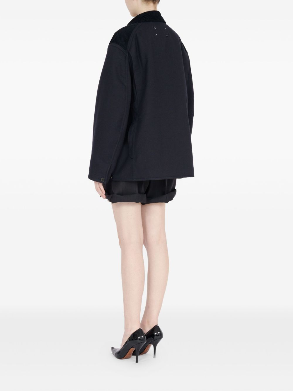 corduroy-collar overshirt - 5