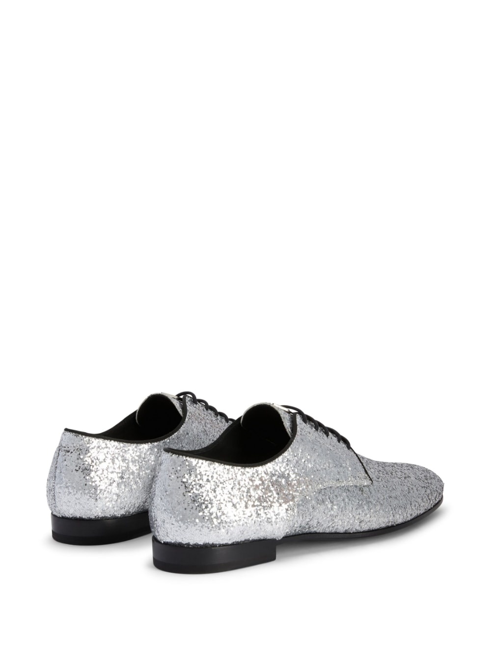 metallic-effect lace-up leather loafers - 3