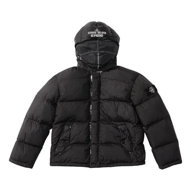 Supreme x Stone Island Painted Camo Crinkle Down Jacket 'Black' SUP-FW20-295 - 1
