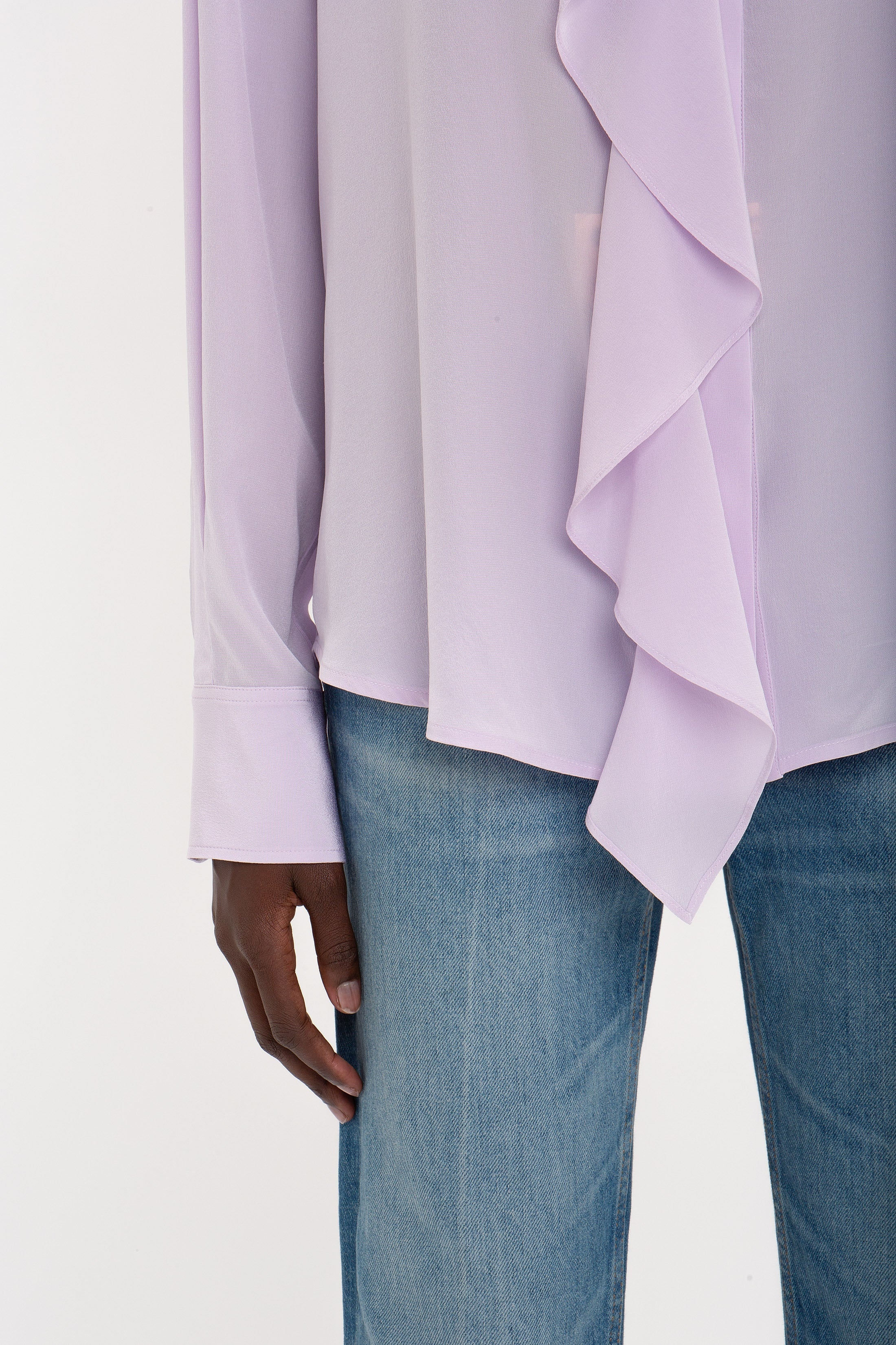 Asymmetric Ruffle Blouse In Petunia - 5