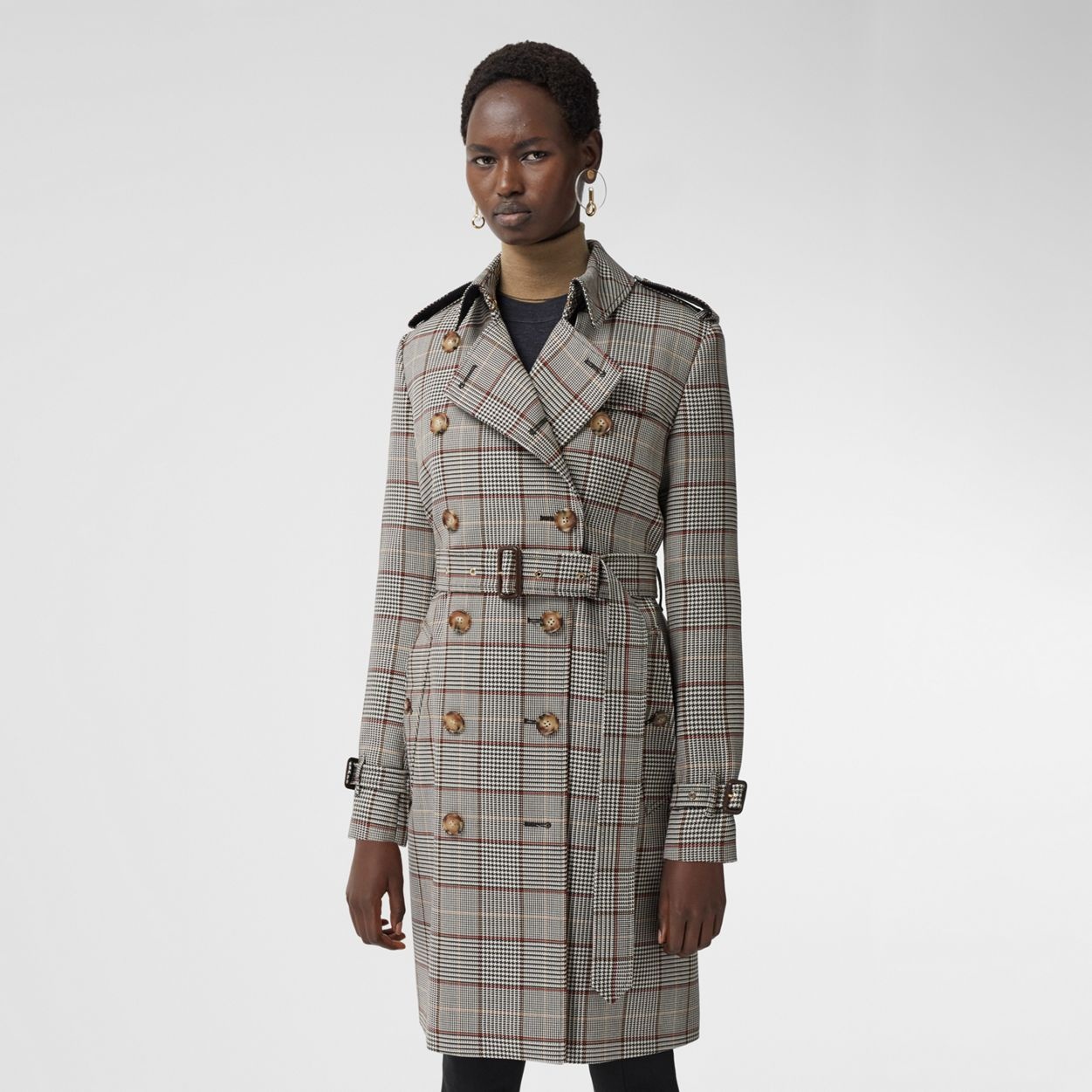 Prince of Wales Check Wool Trench Coat - 6