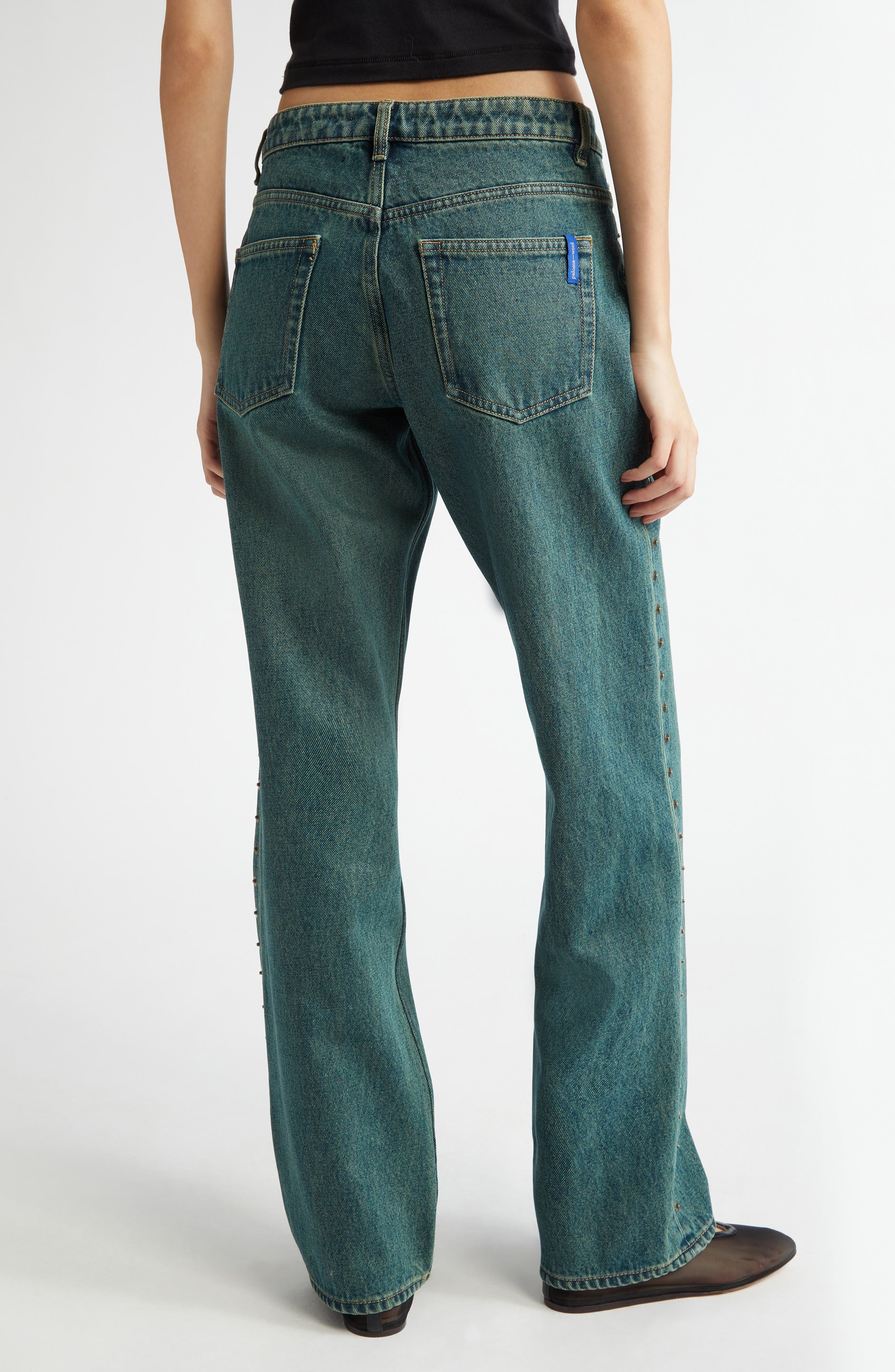 Paloma Wool Crowd Rivet Studded Boyfriend Jeans in Denim at Nordstrom - 3