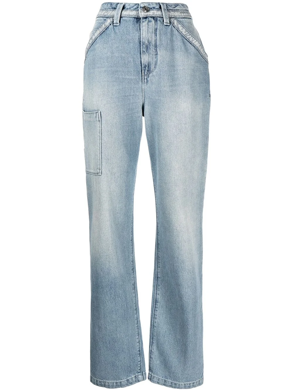 multi-pocket straight leg jeans - 1