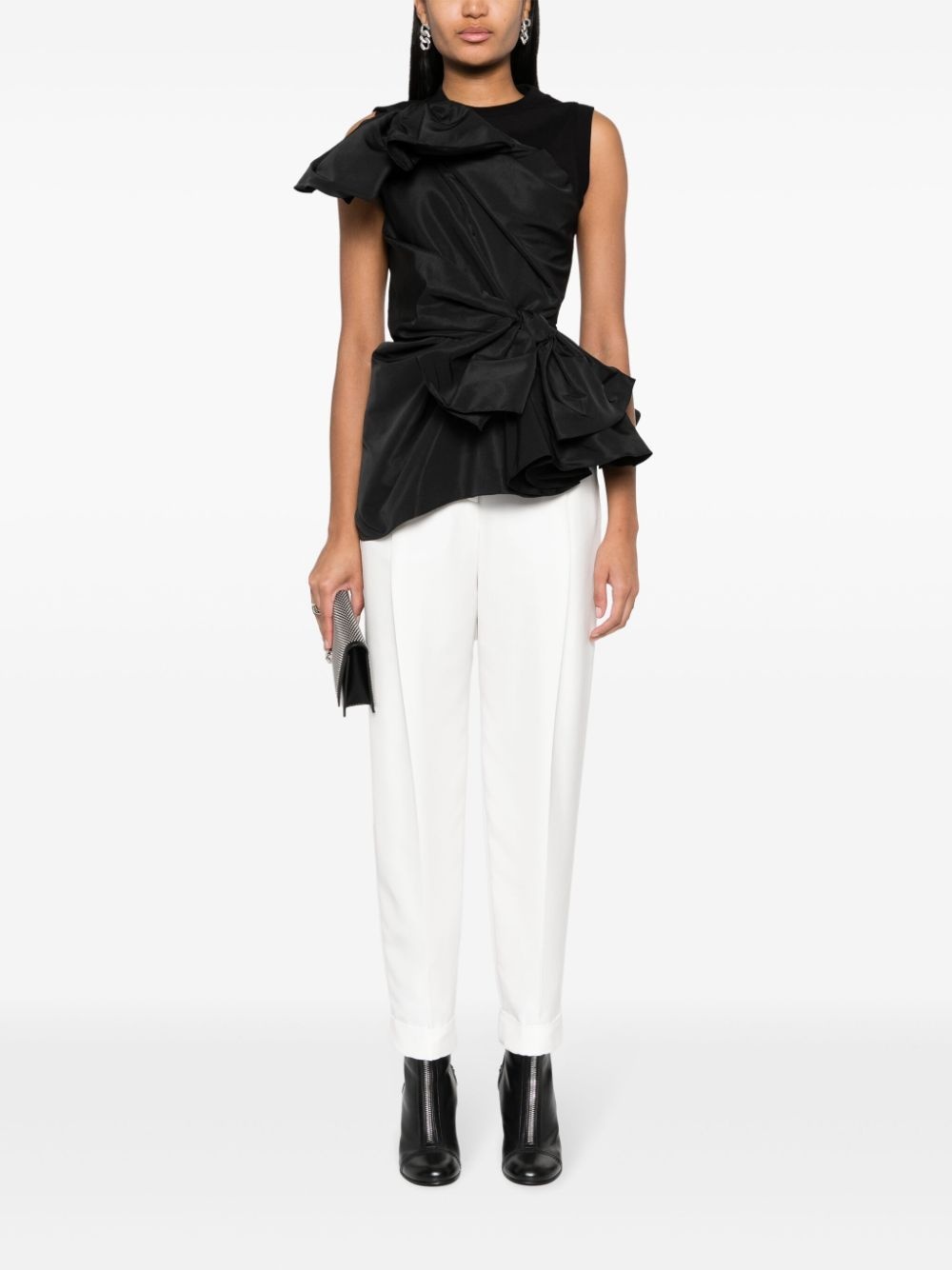 pleat-detail cotton trousers - 2