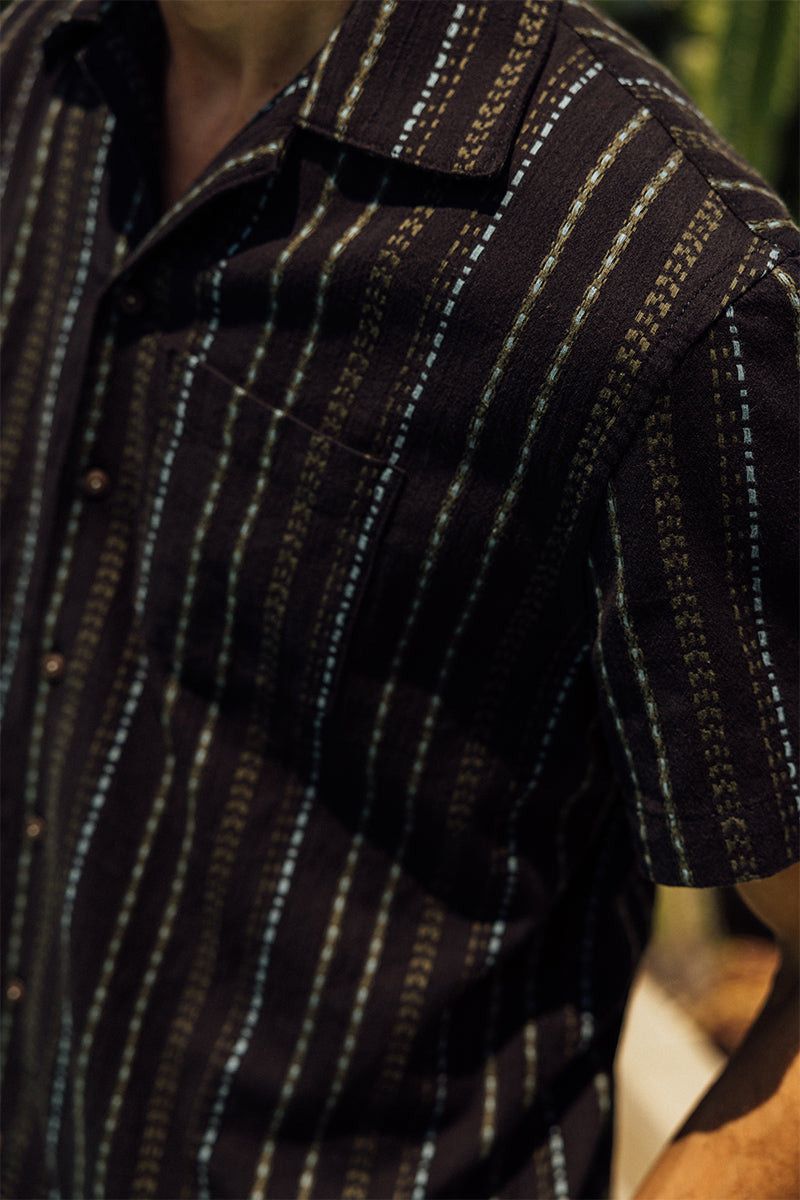 The Wrench Gauze Dobby Stripe Shirt- Black 4