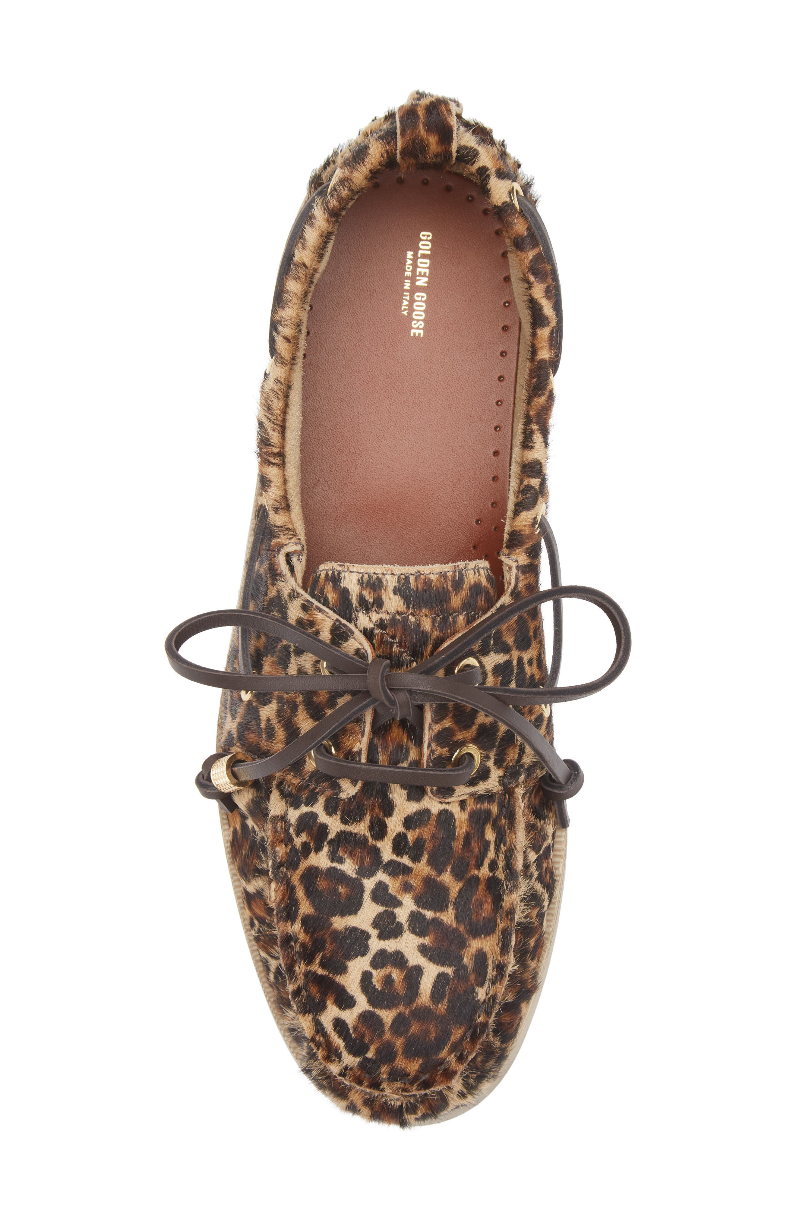 Golden Goose Genuine Calf Hair Boat Shoe in Beige Brown Black Leo at Nordstrom - 5