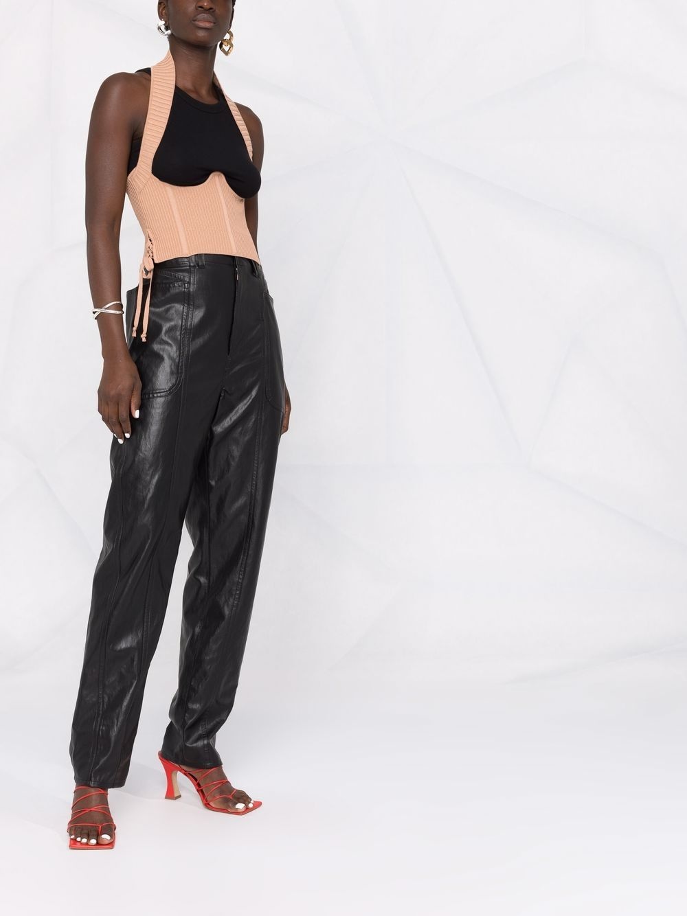 ribbed-knit corset top - 4